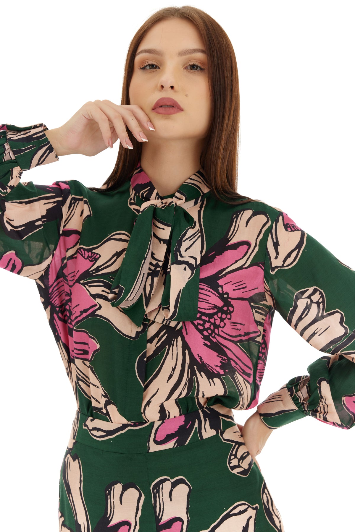 Green and Pink Floral Shirt