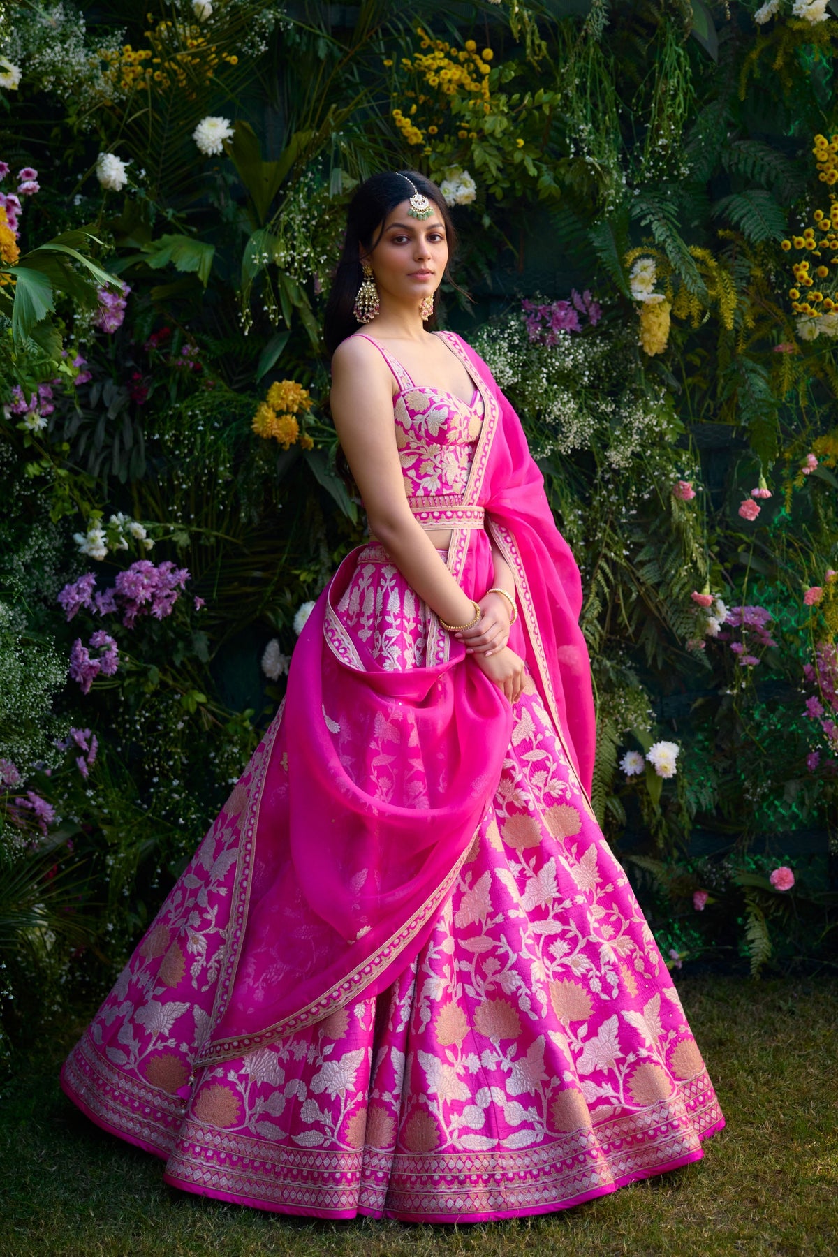 Embroidered Fuschia Pink Lehenga Set