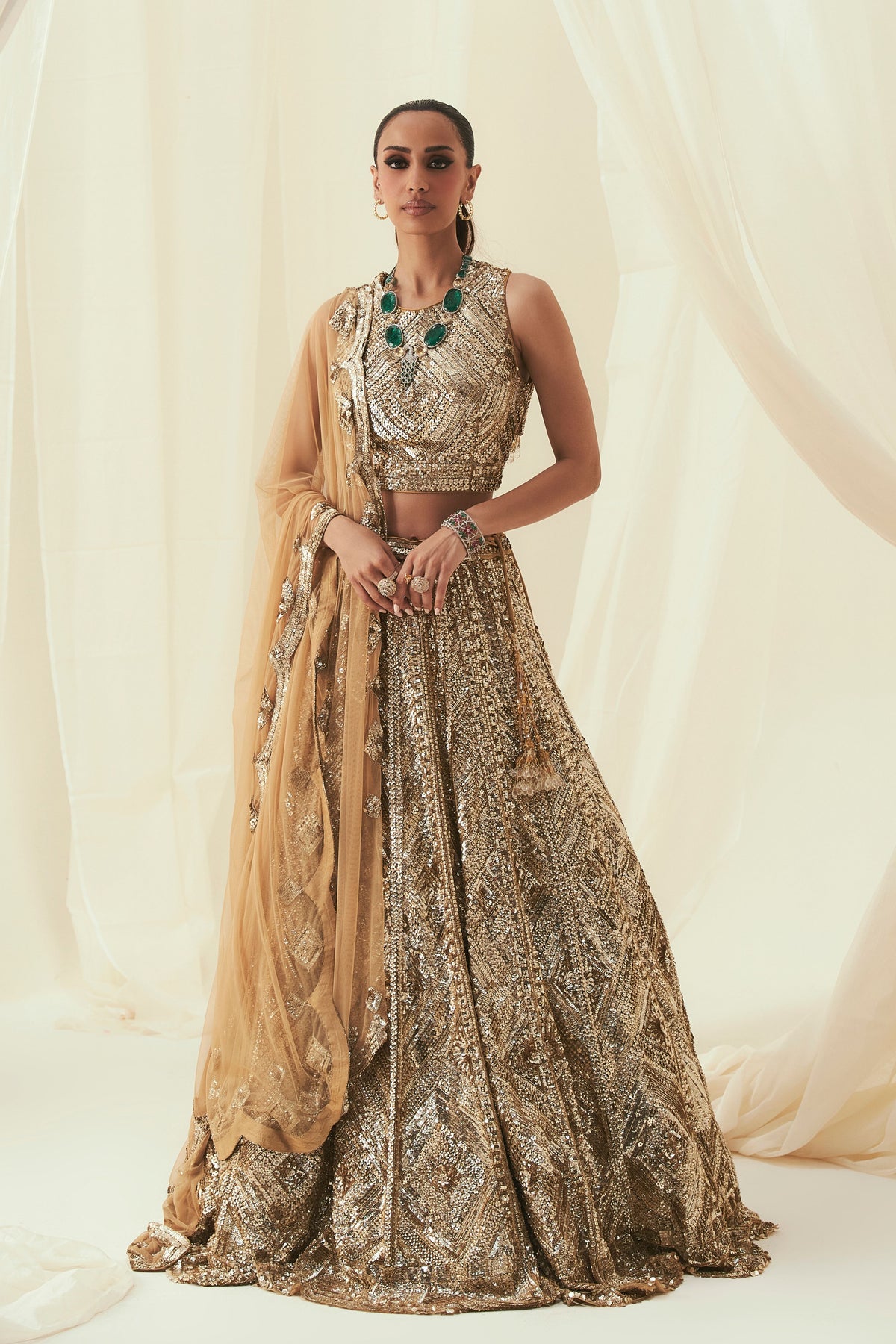 Golden Amira Lehenga Set