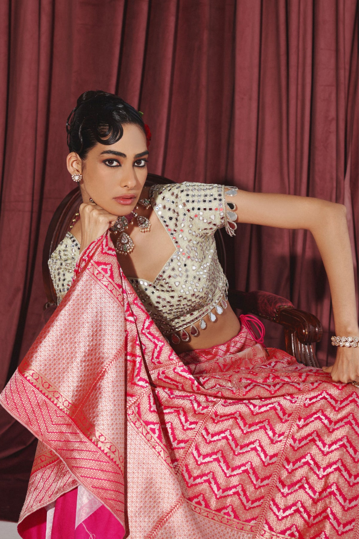 Banarasi Brocade Pink Lehenga