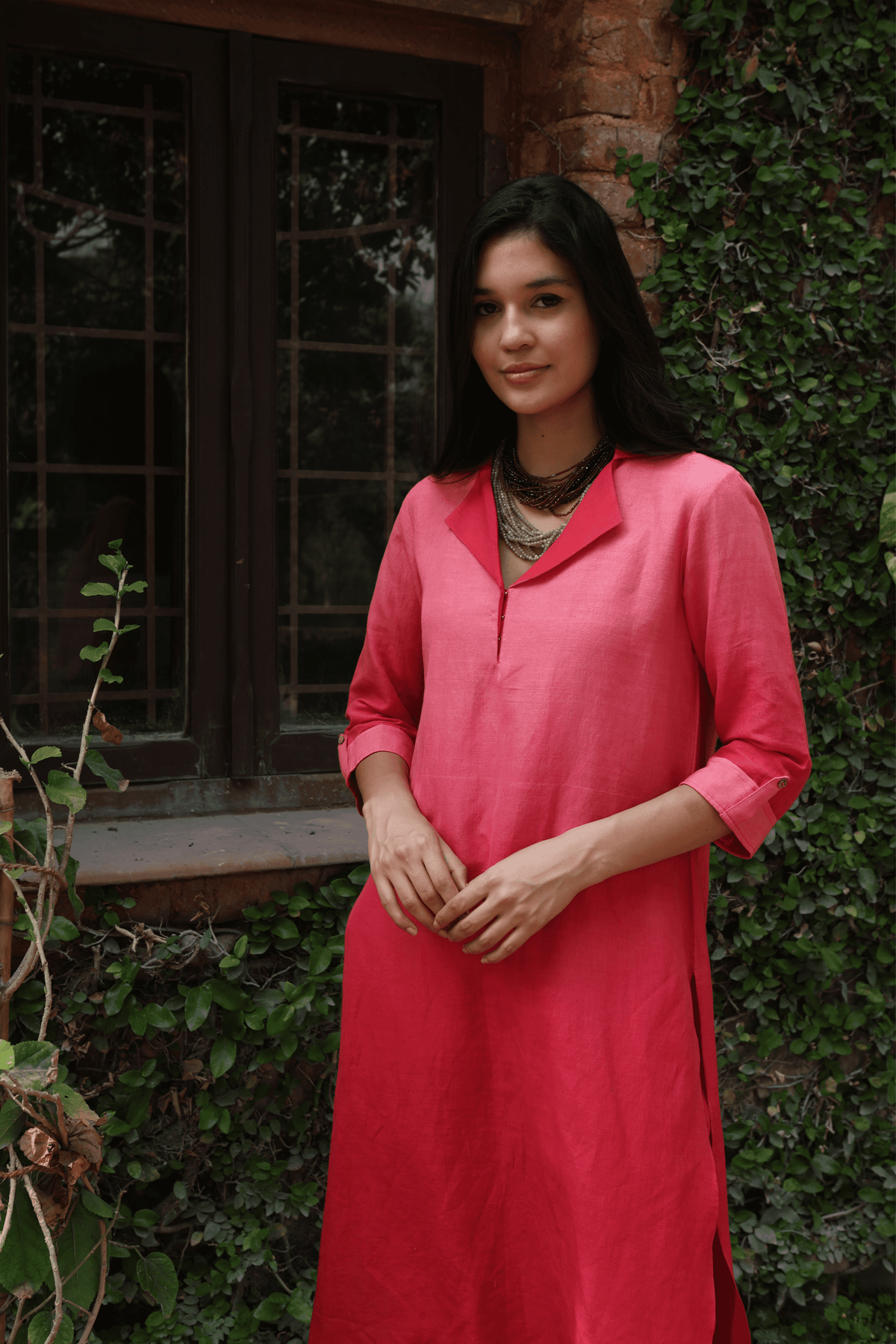 Coral Pink Ombre Kurta And Pant