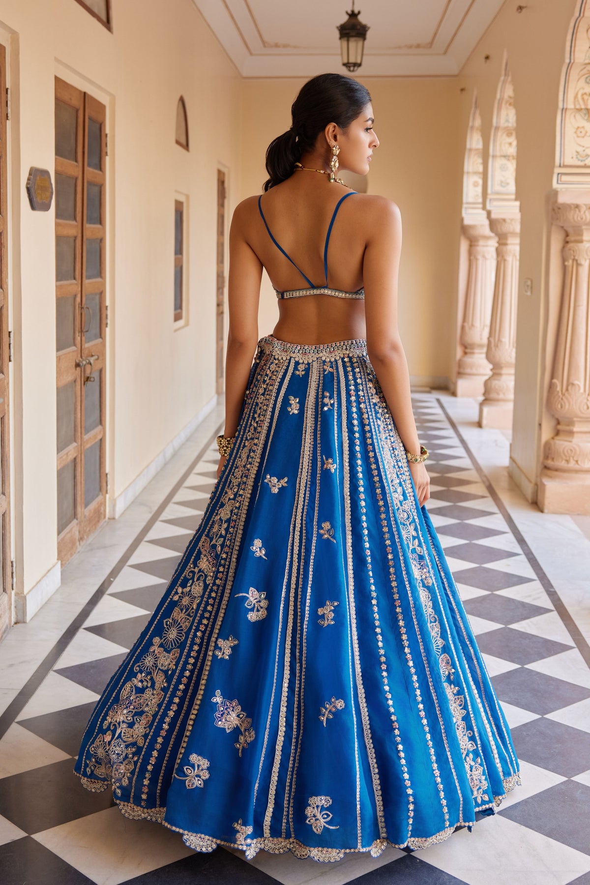 Jade Blue Embroidered Lehenga Set