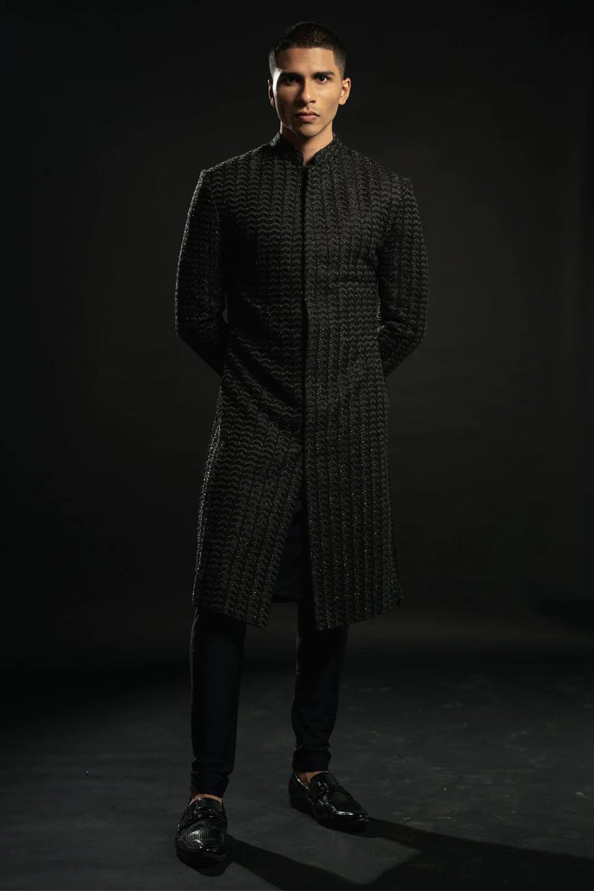 This Black Sherwani Set