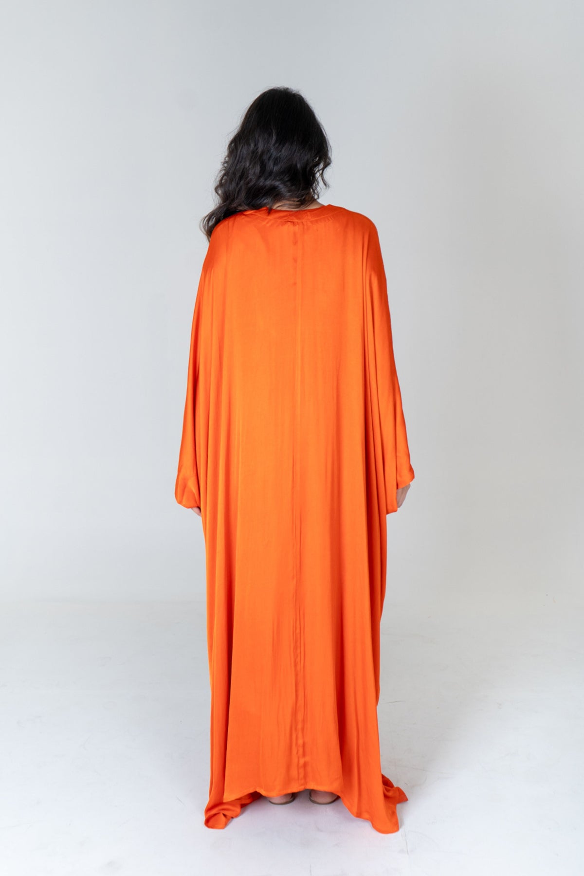 Orange-pink Braided Long Kaftan