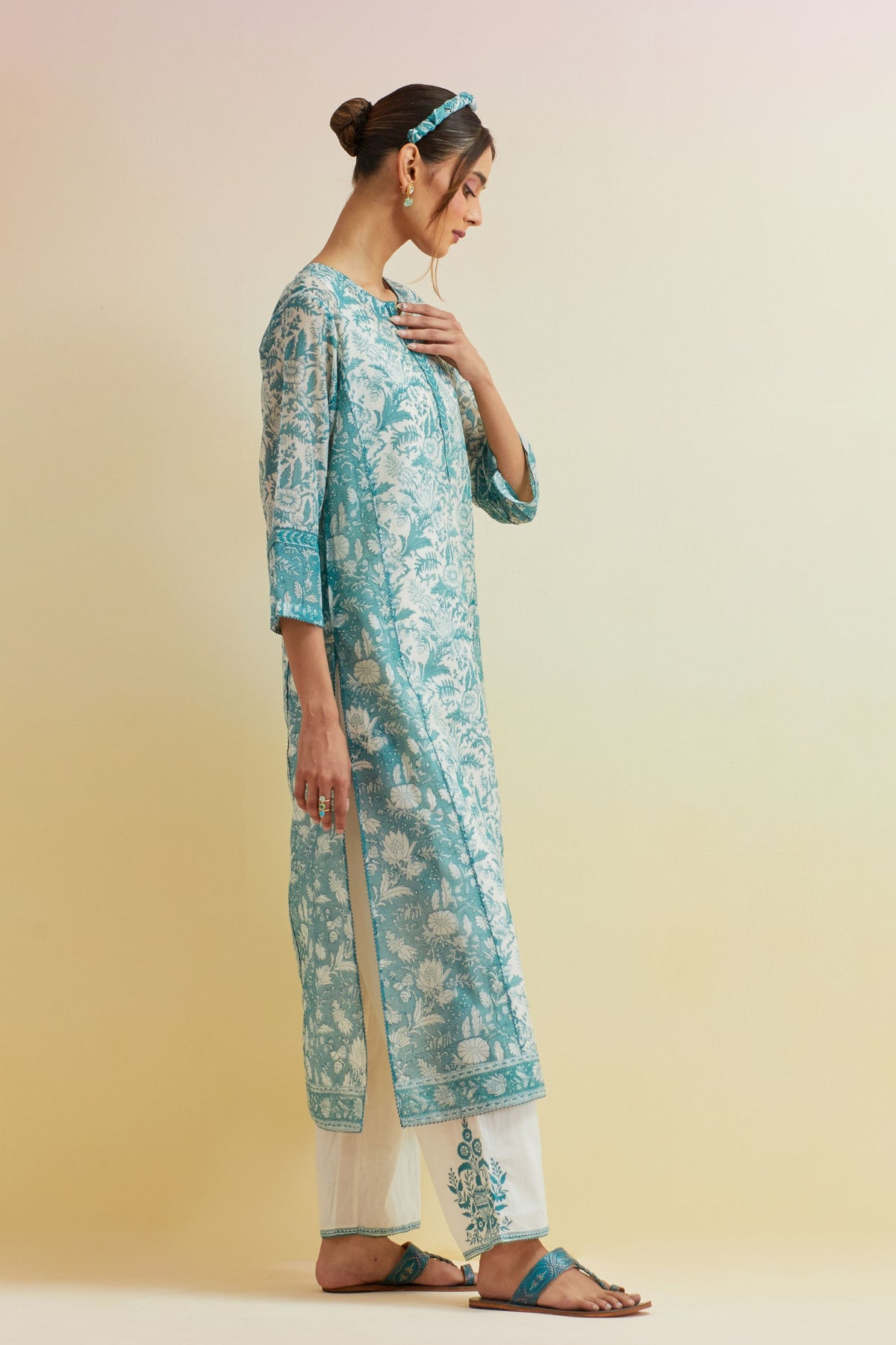 Tropical Teal Kurta Set