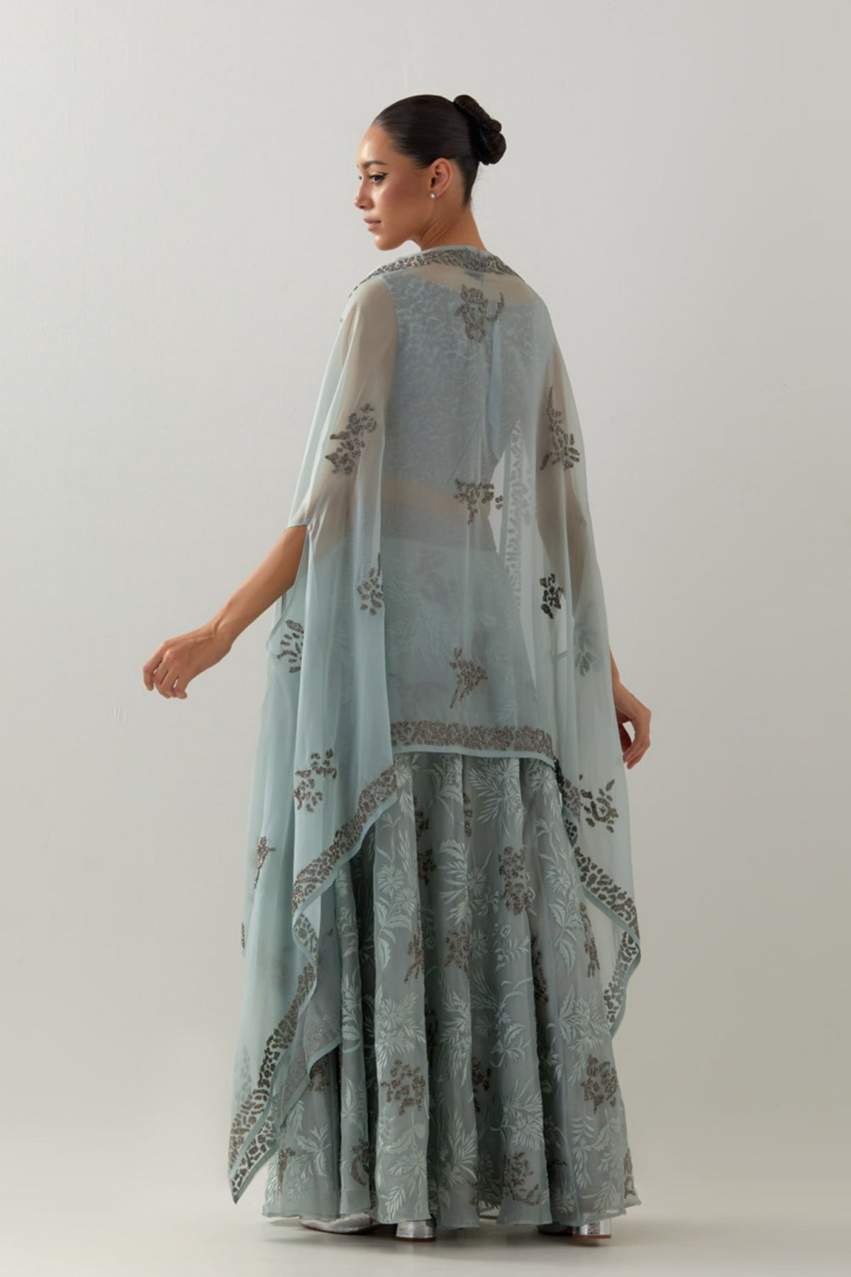 Celadon Organza Cape Set