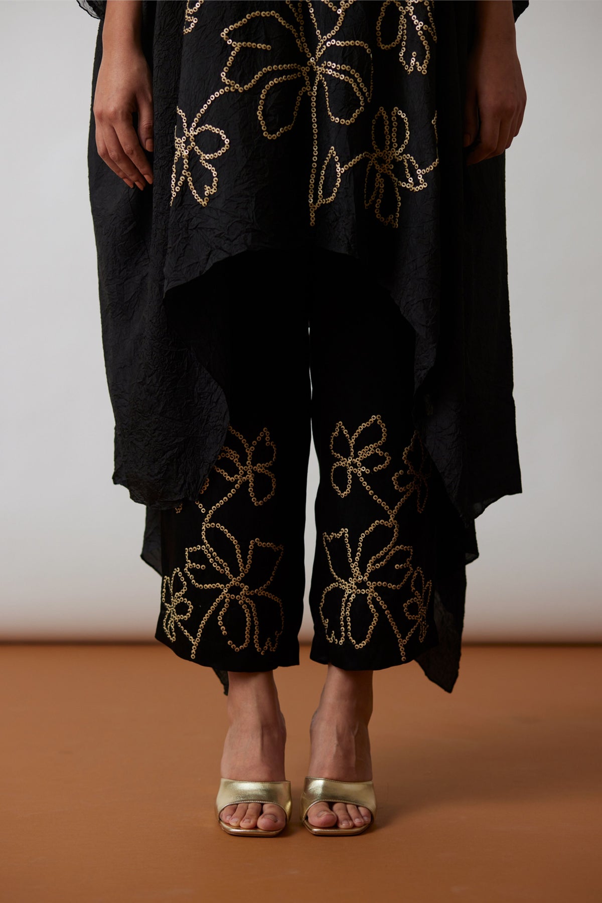 Embroidered Black Kaftan Set