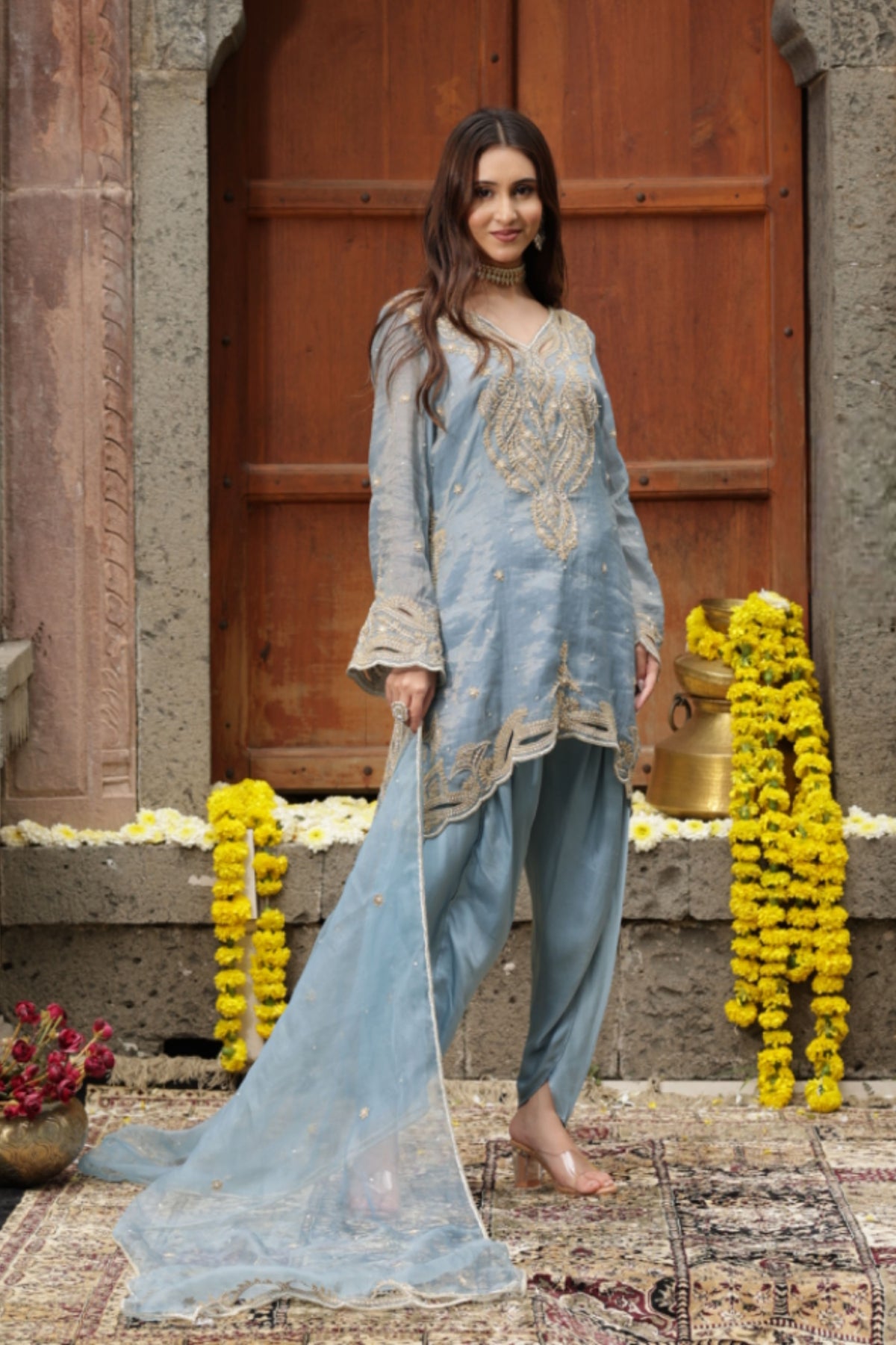 Blue Kurta Dhoti Set