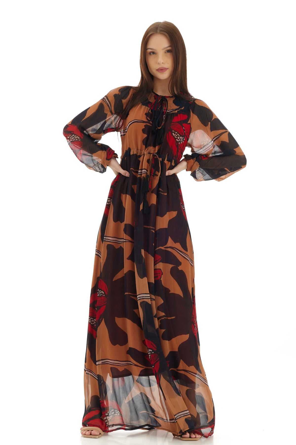 Orange and Brown Kaftan Dress