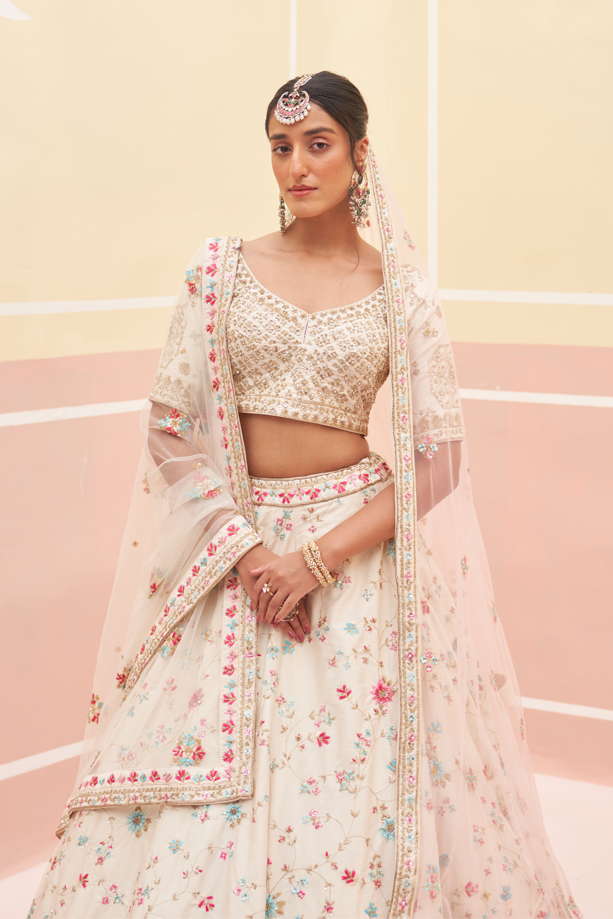 Ivory Silk Lehenga Set