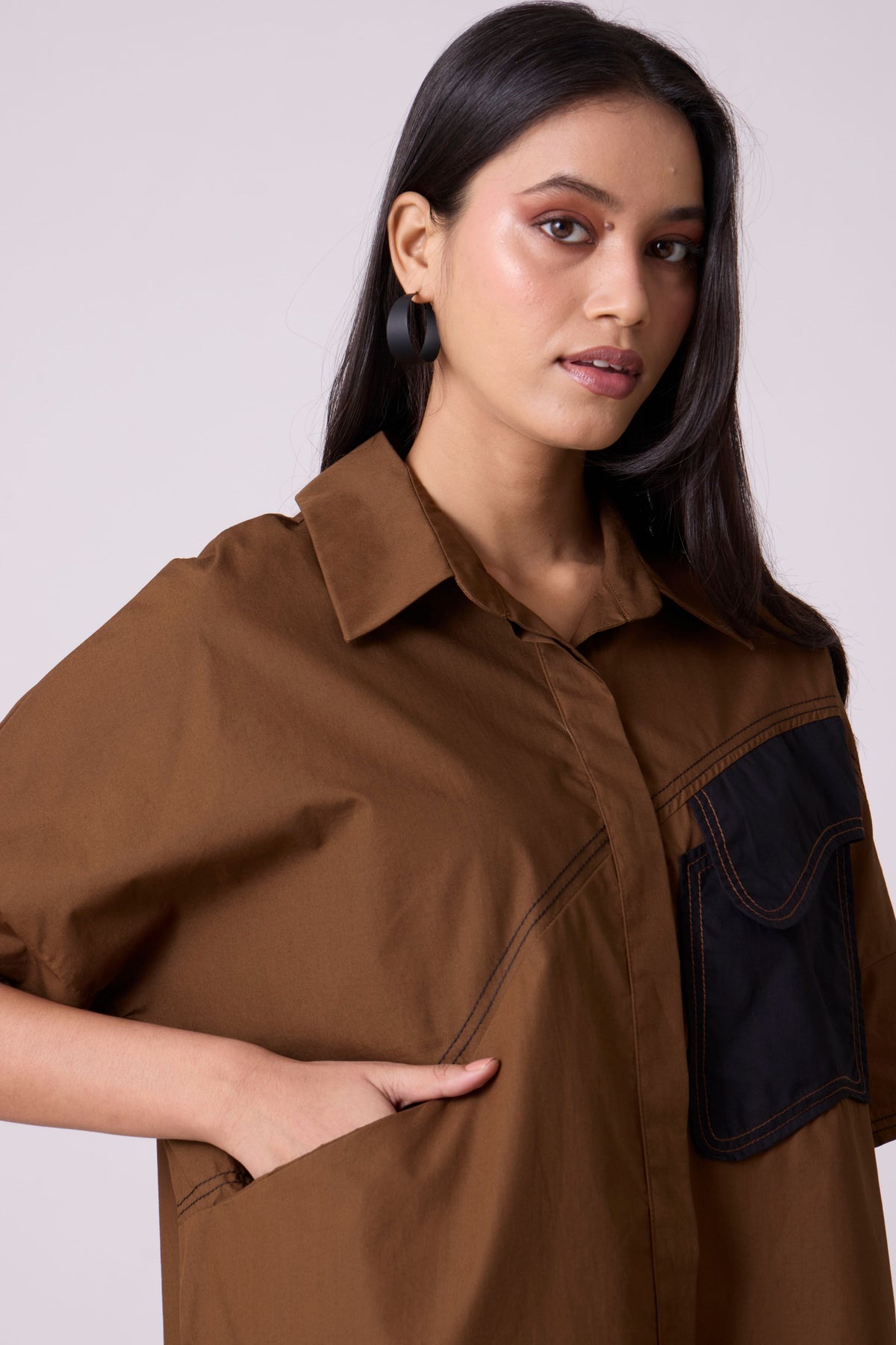 Andrea Olive Brown Shirt