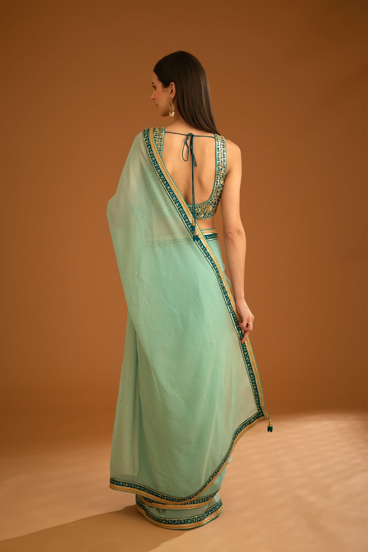 Opal green Saree set