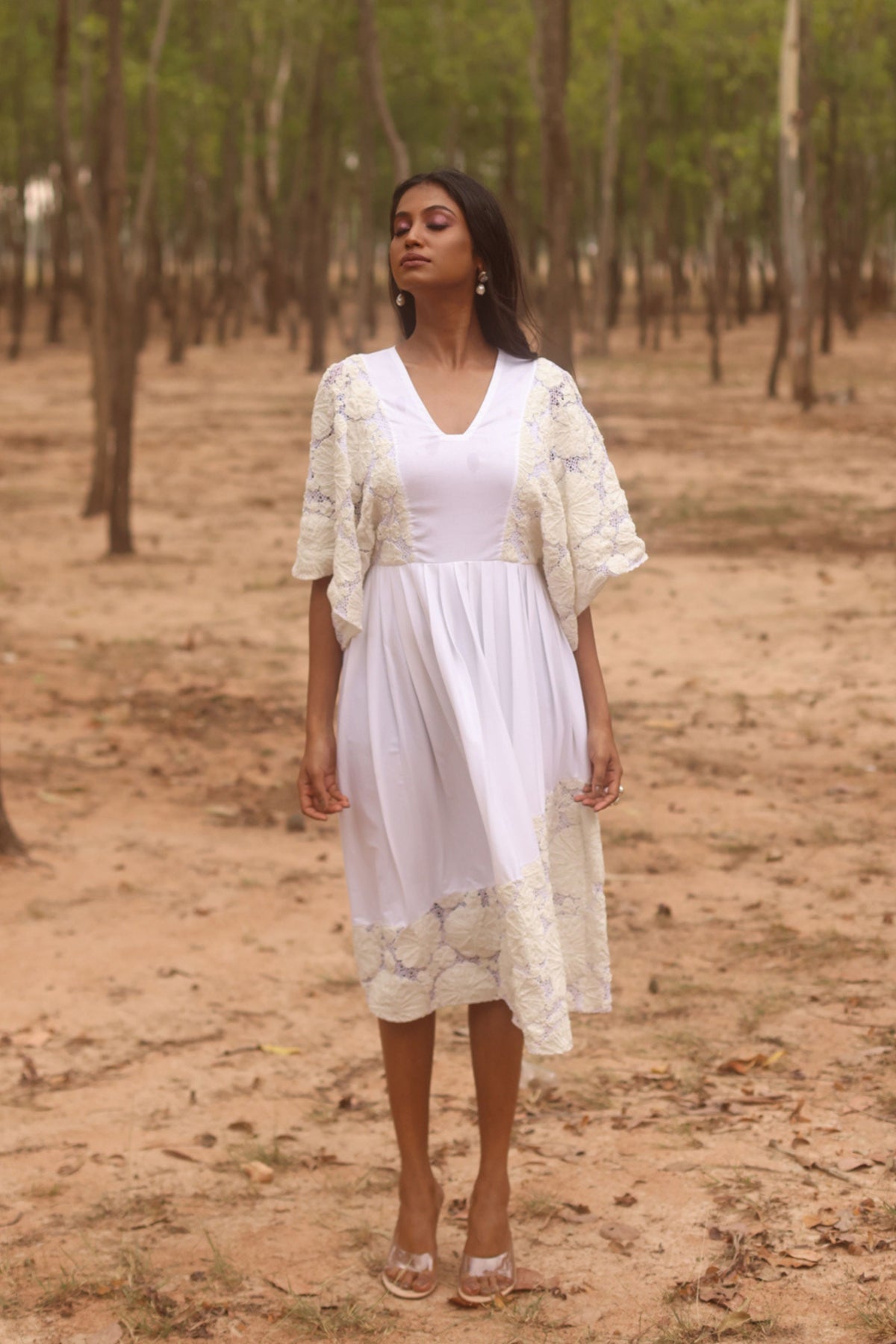 Pearled Ivory De-stress Midi Dress