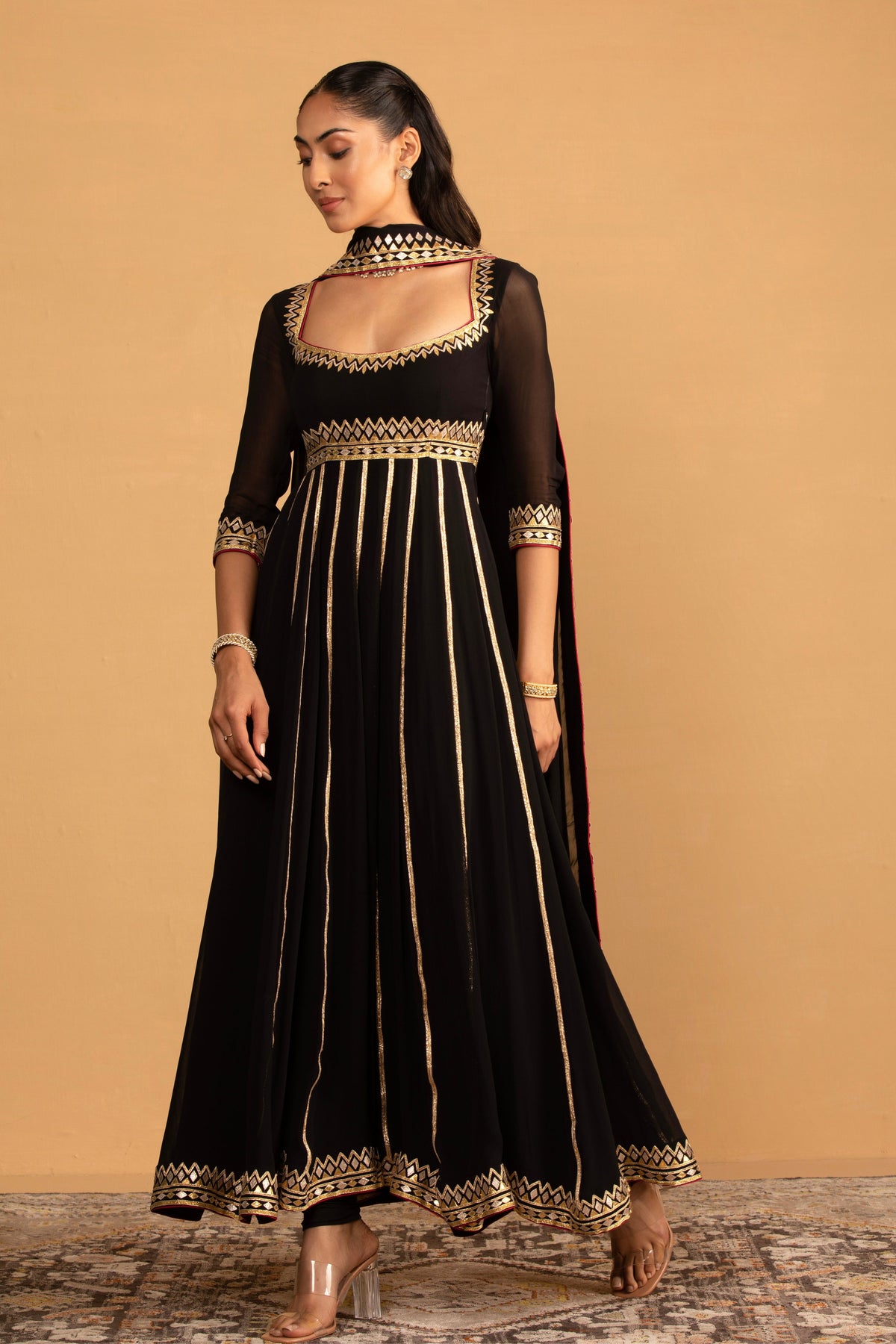 Black Anarkali Set