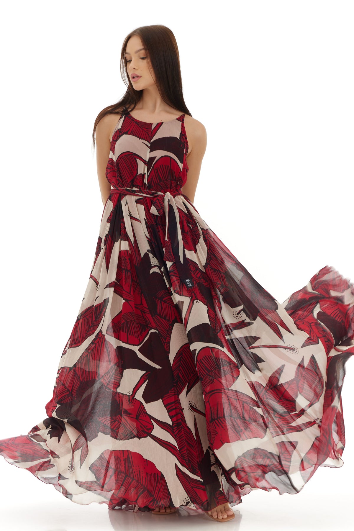 Offwhite and Red Long Dress