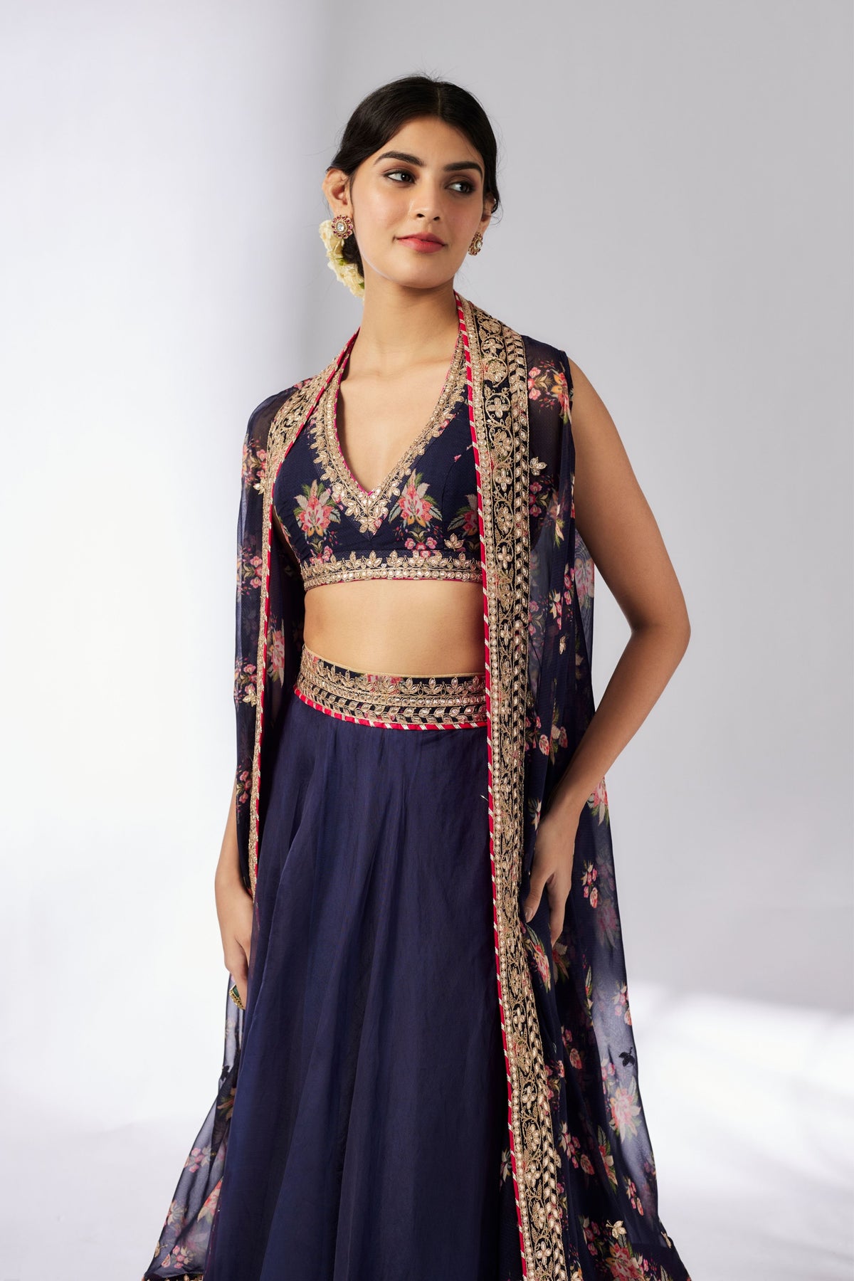 Navy Mehar Lehenga Set