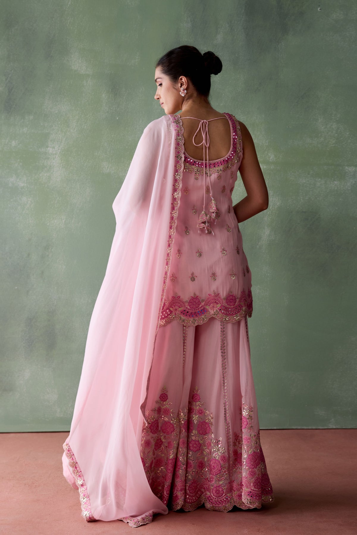 Pink Floral Sharara Set