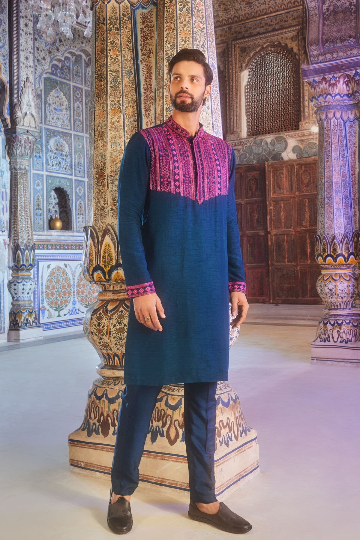 Teal Embroidered Kurta Set