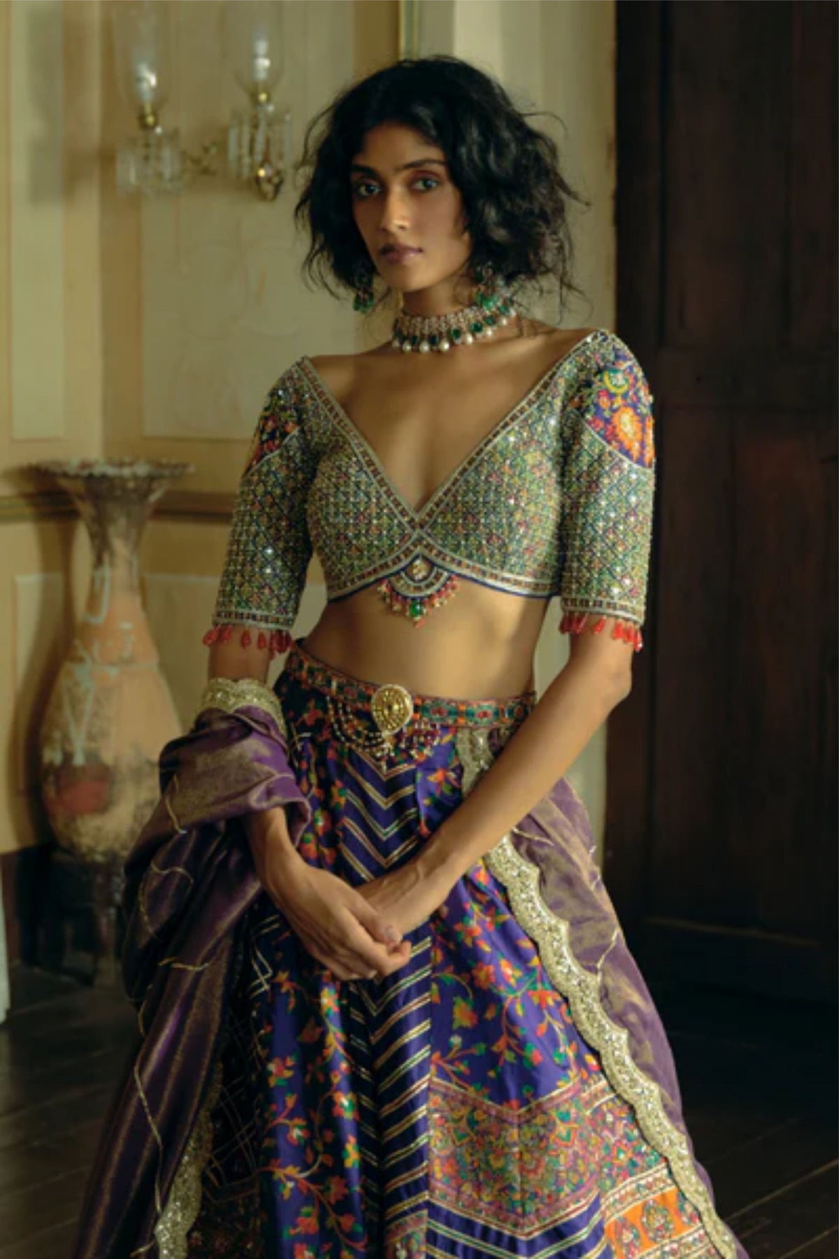 Purple Banarasi Lehenga Set