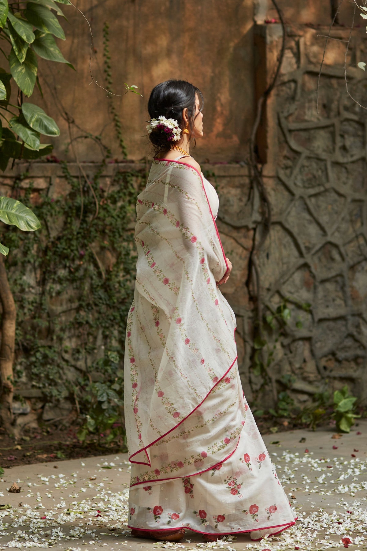 Ivory Handwoven Chanderi Saree