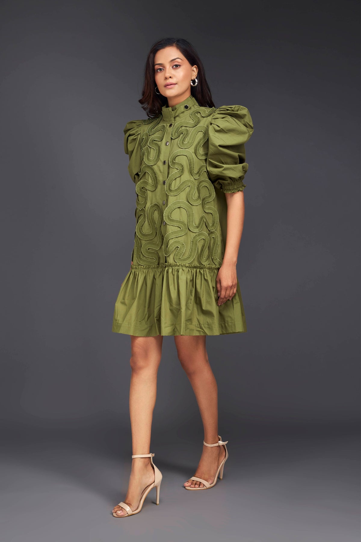 Green Pleated Dress