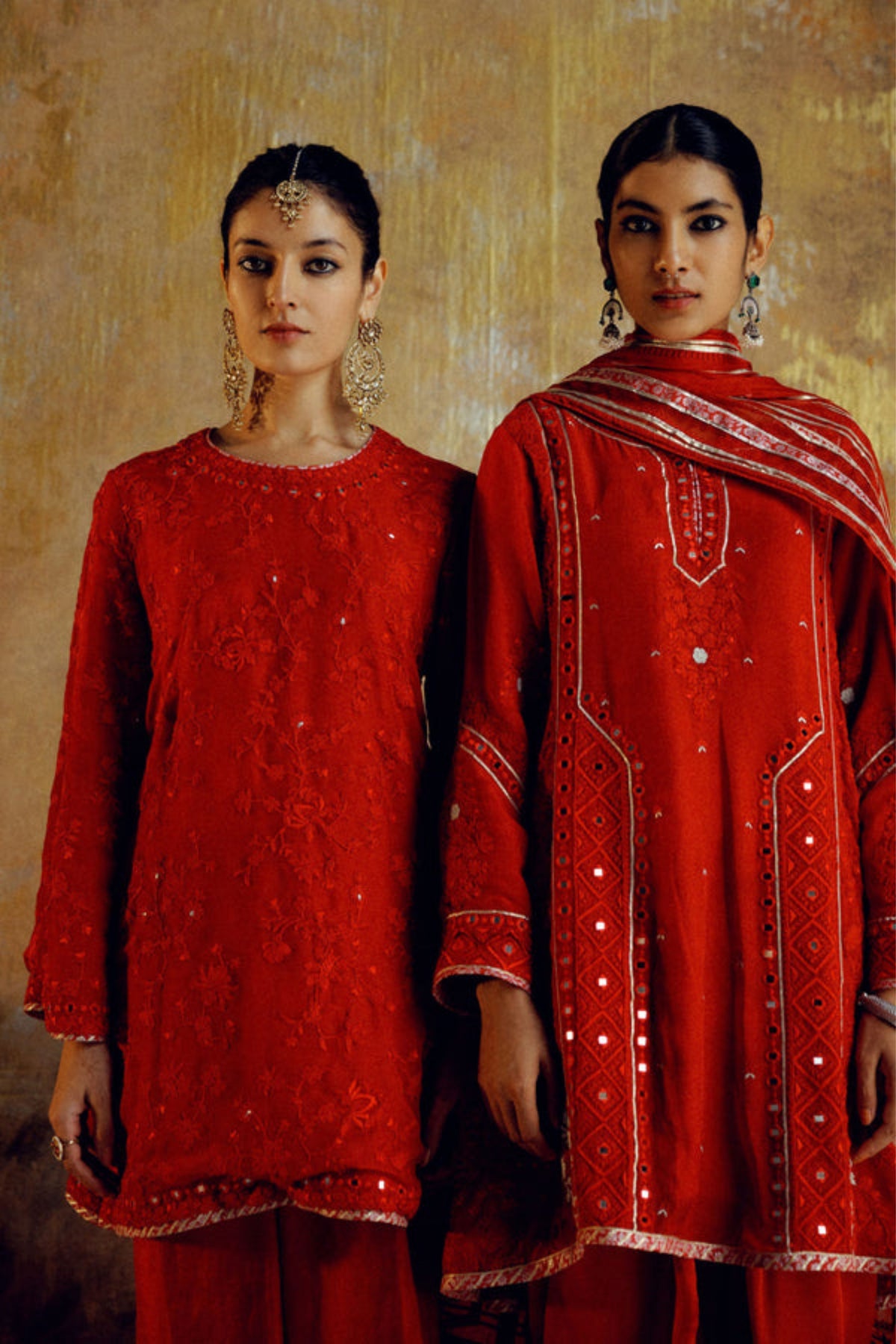 Red Tone Tunic Set