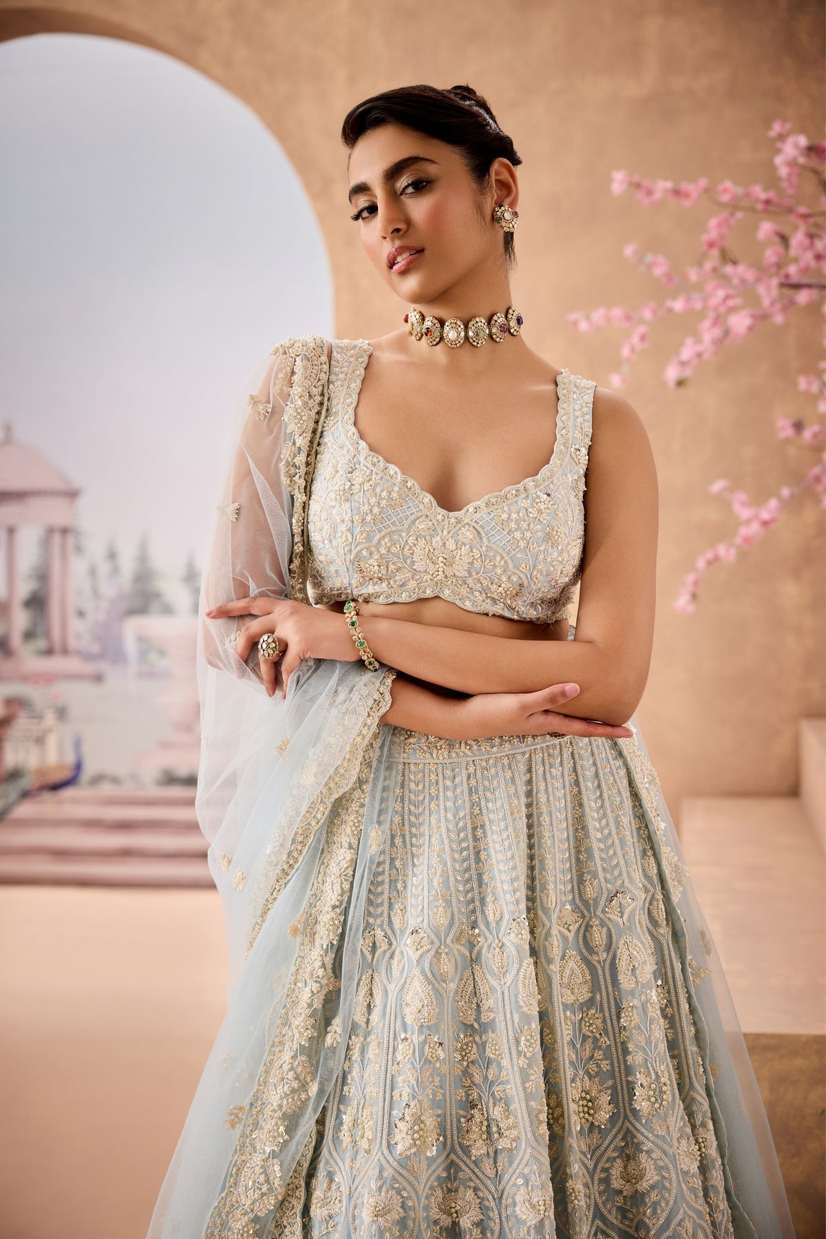 Rj Blue Arch Lehenga Set