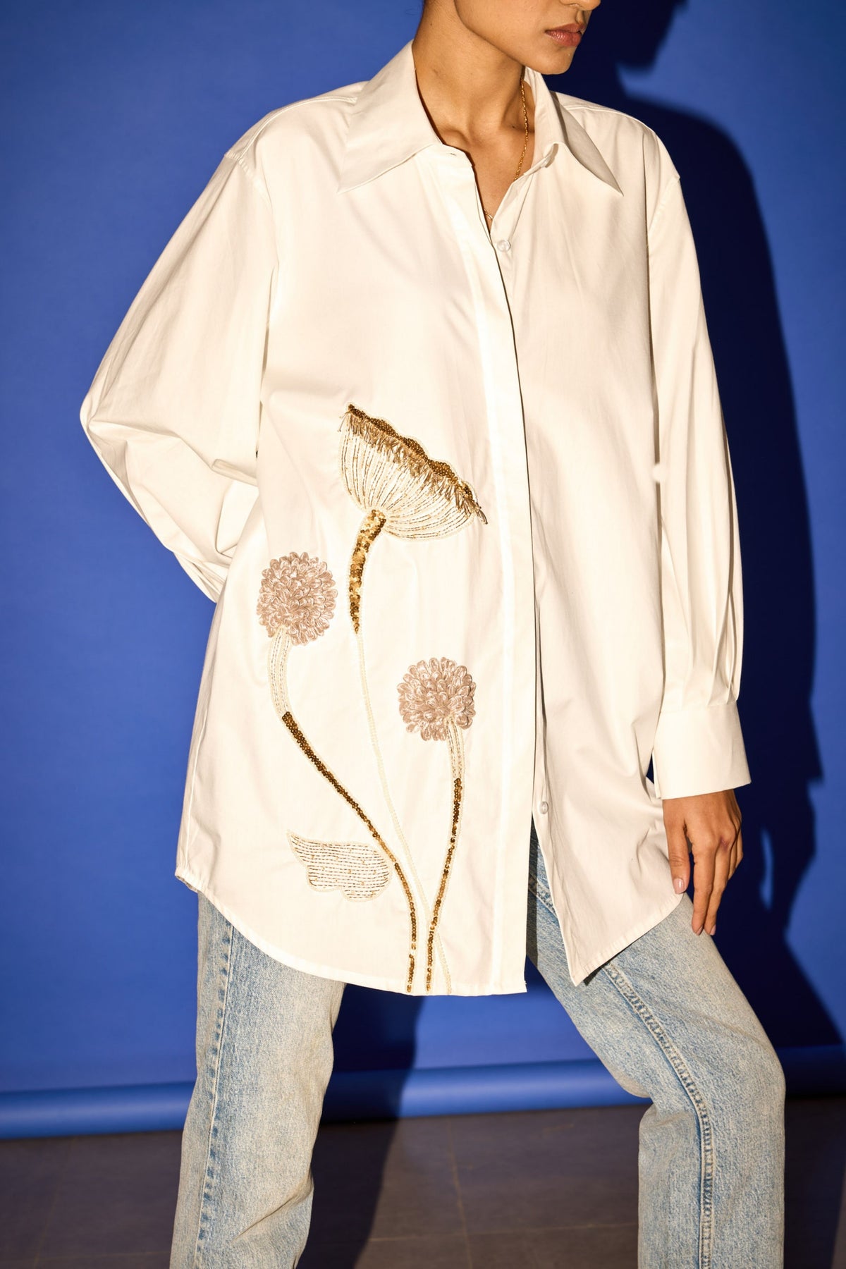 White Embroidered Shirt Dress