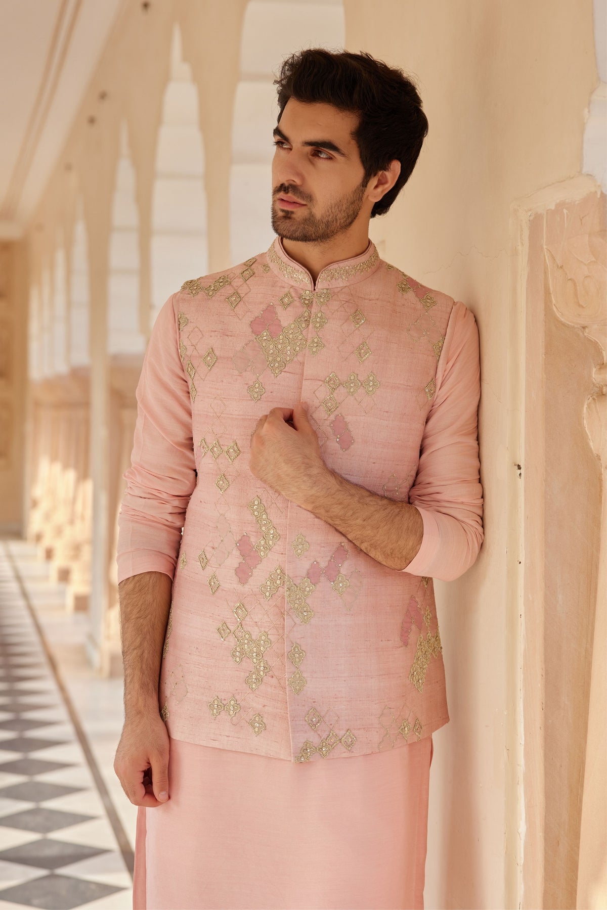 Tea Rose Nehru Jacket Set