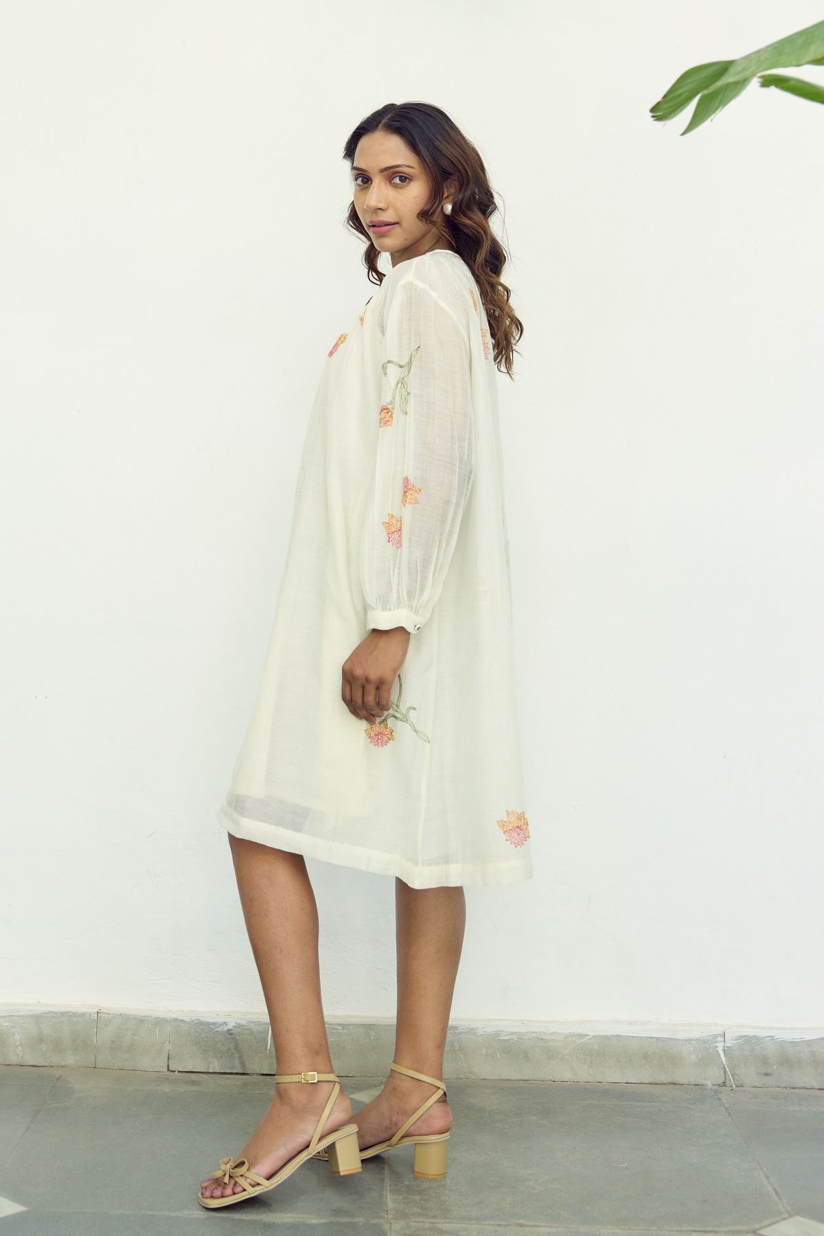 Embroidered Offwhite Chanderi Tunic