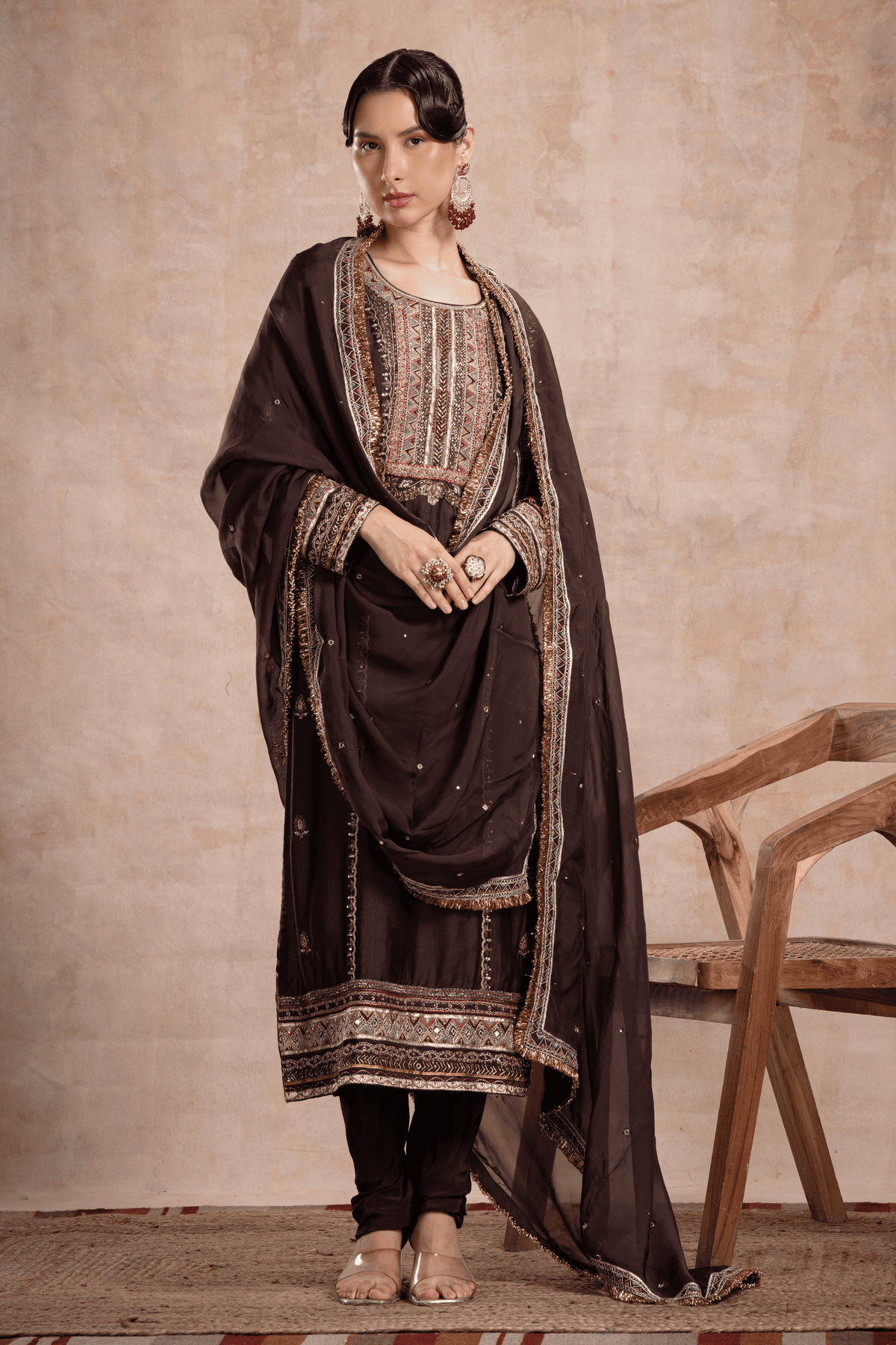 Rabia Straight Suit Set Brown