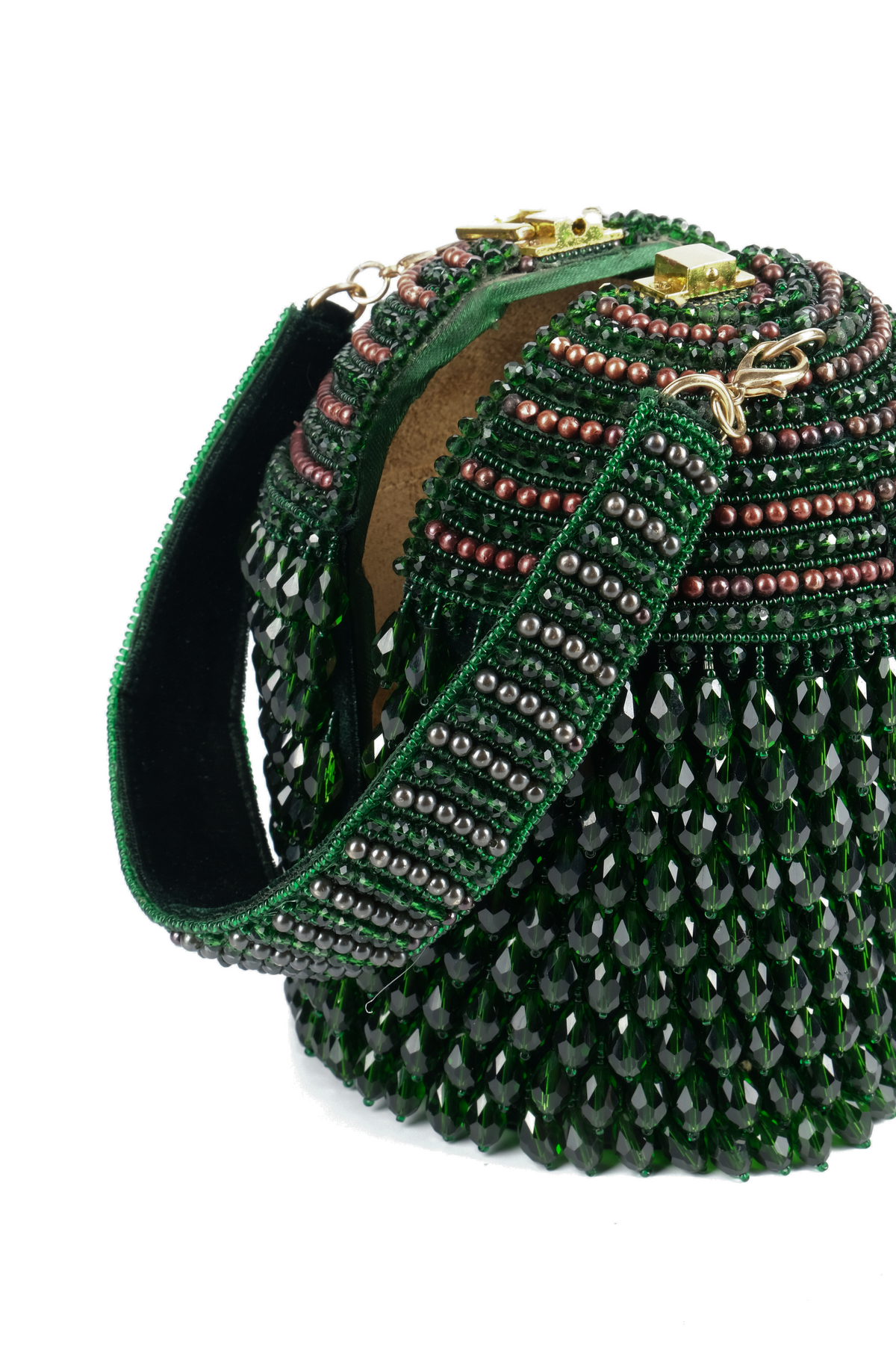 Diana Green Embellished Bucket Bag