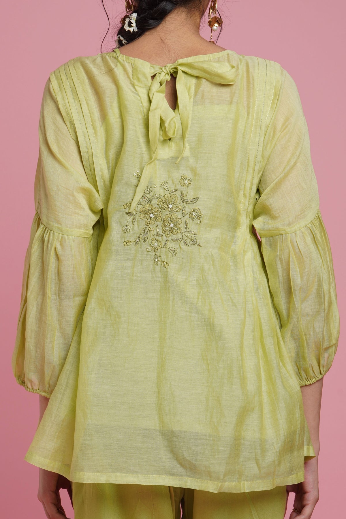 Green Mul Chanderi Top