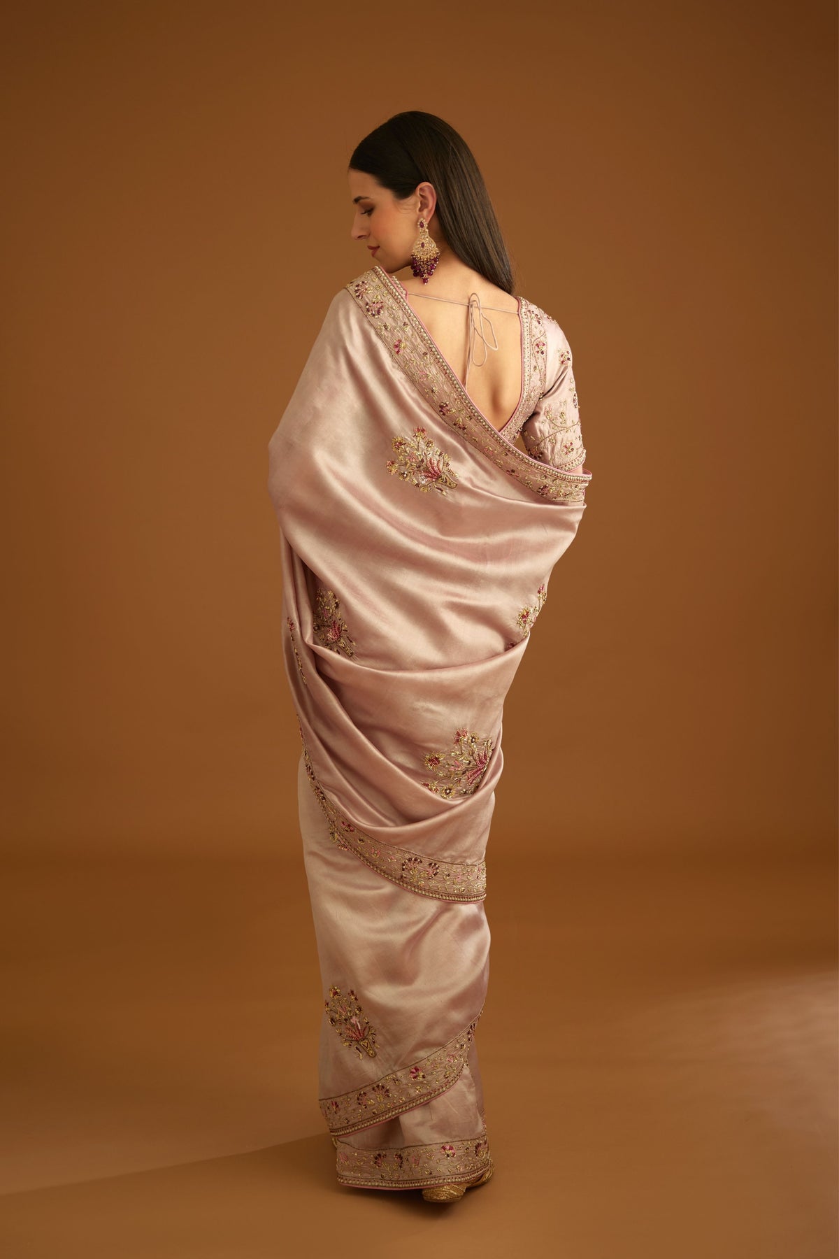 Whisper pink Saree set