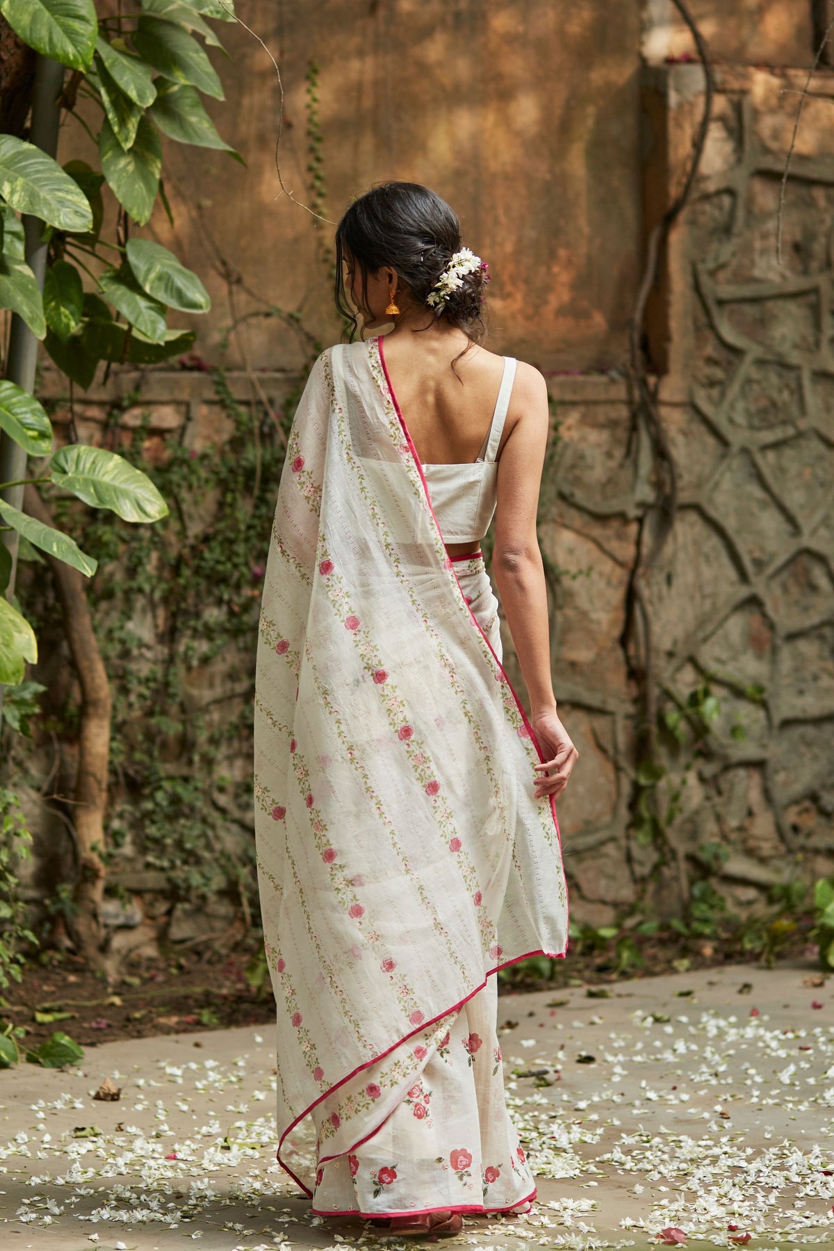 Ivory Handwoven Chanderi Saree