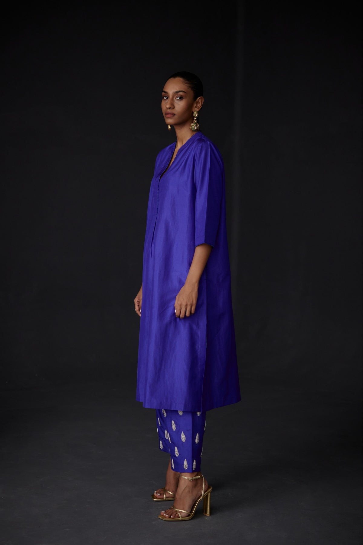 Persian Blue Embroidered Tunic Set