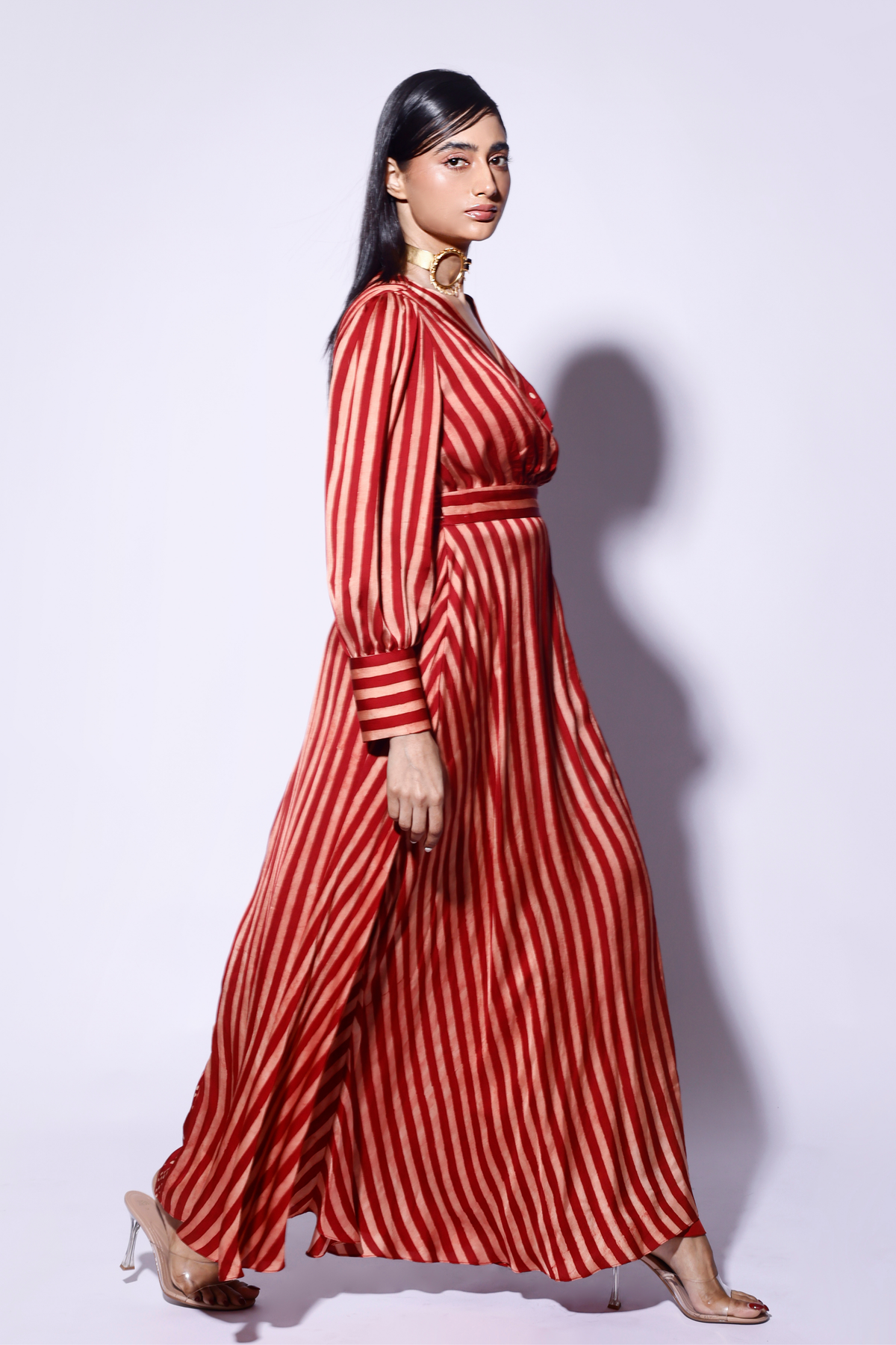 Red Printed Wrap Dress