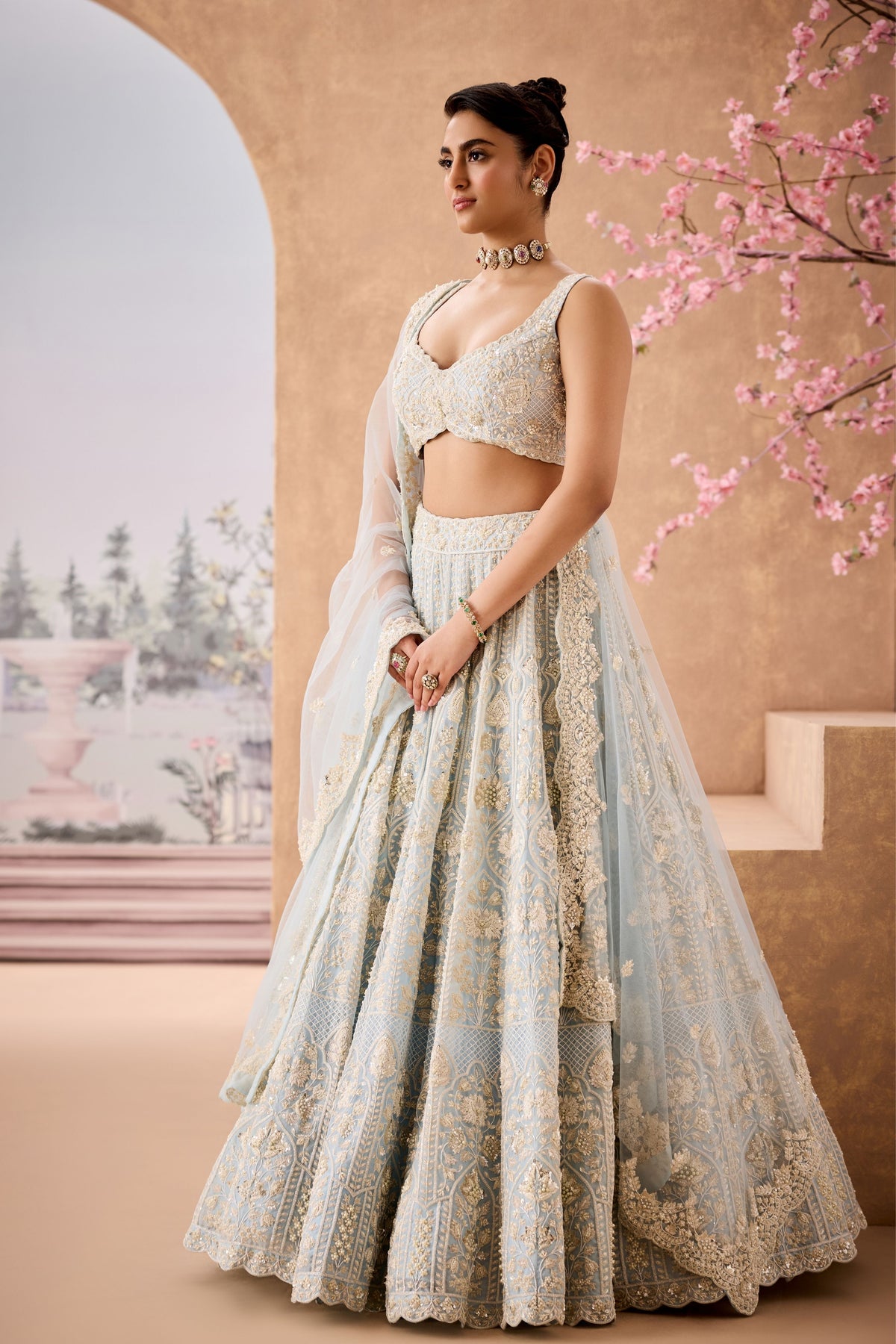 Rj Blue Arch Lehenga Set