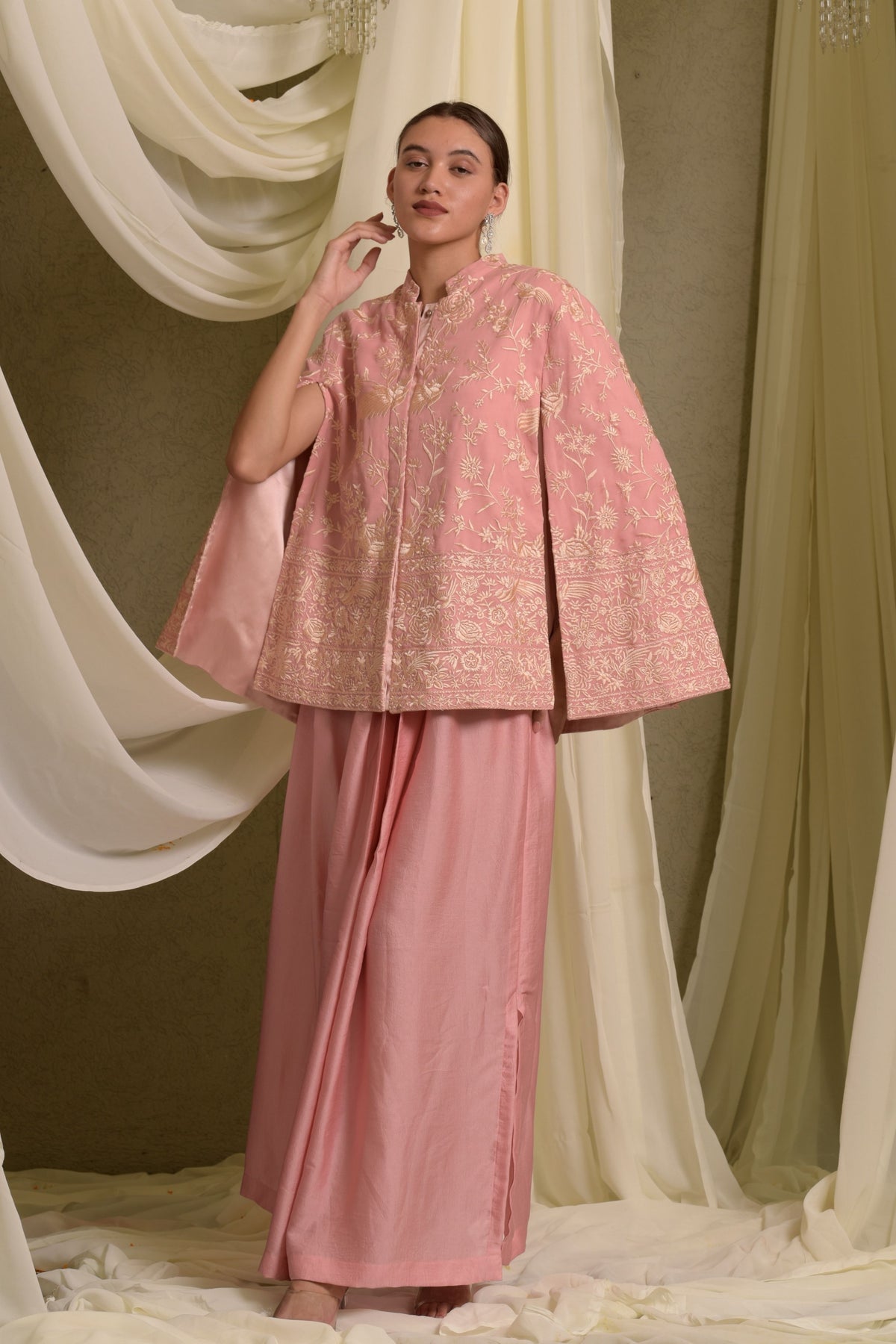 Pink Reyna Gara Glazed Jacket Set