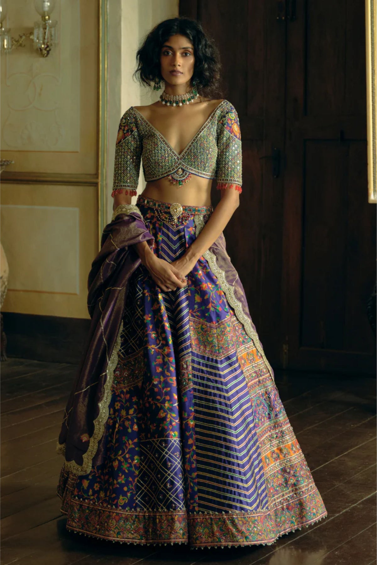 Purple Banarasi Lehenga Set