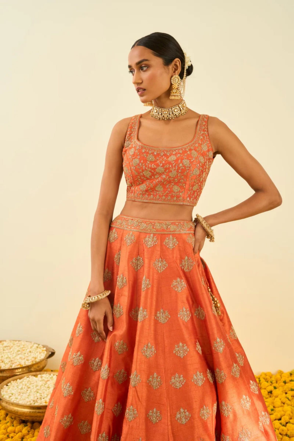 Mahira pumpkin orange lehenga