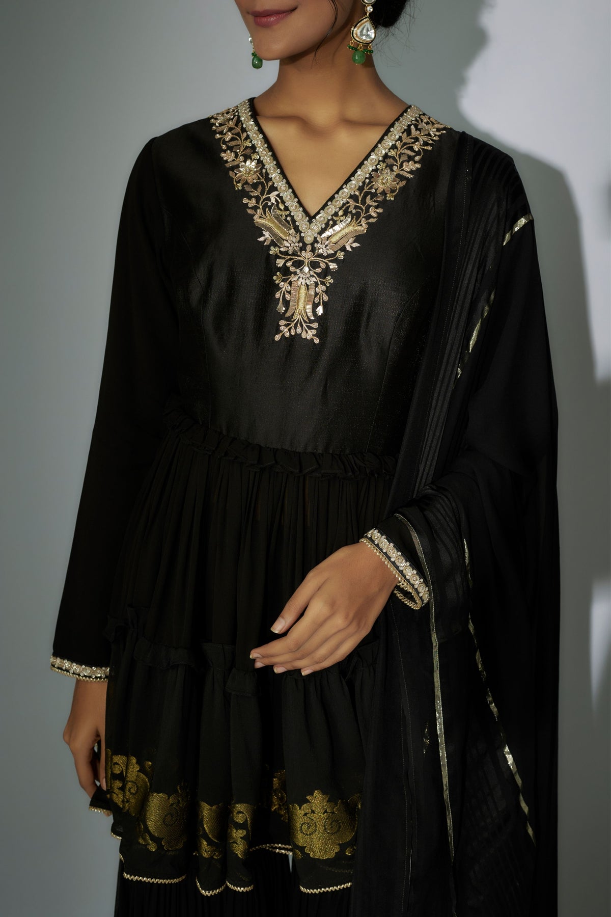 Black Embroidered Garara Set