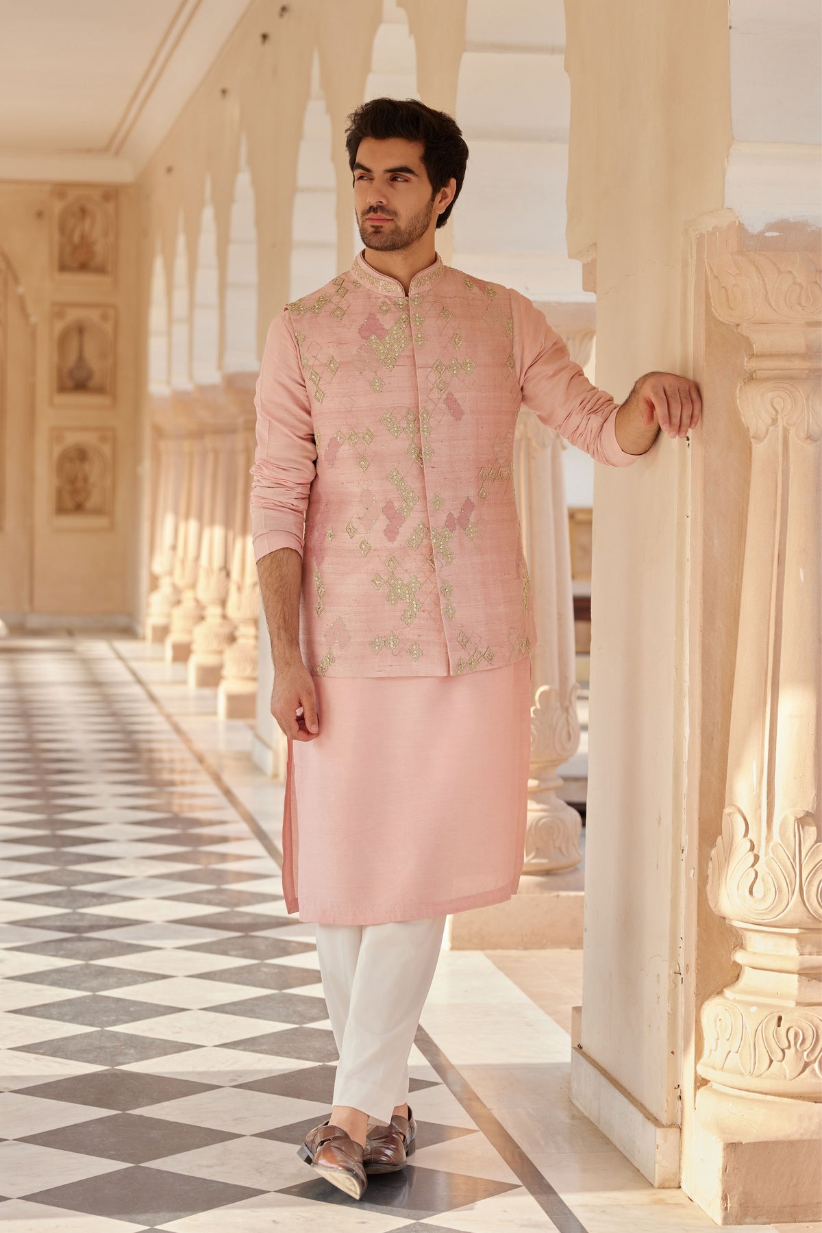 Tea Rose Nehru Jacket Set