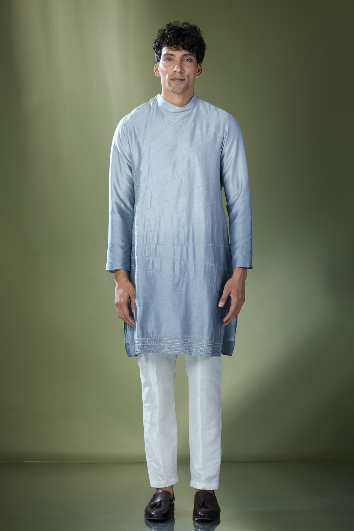 Powder Blue Ombre Embroidered Kurta Set