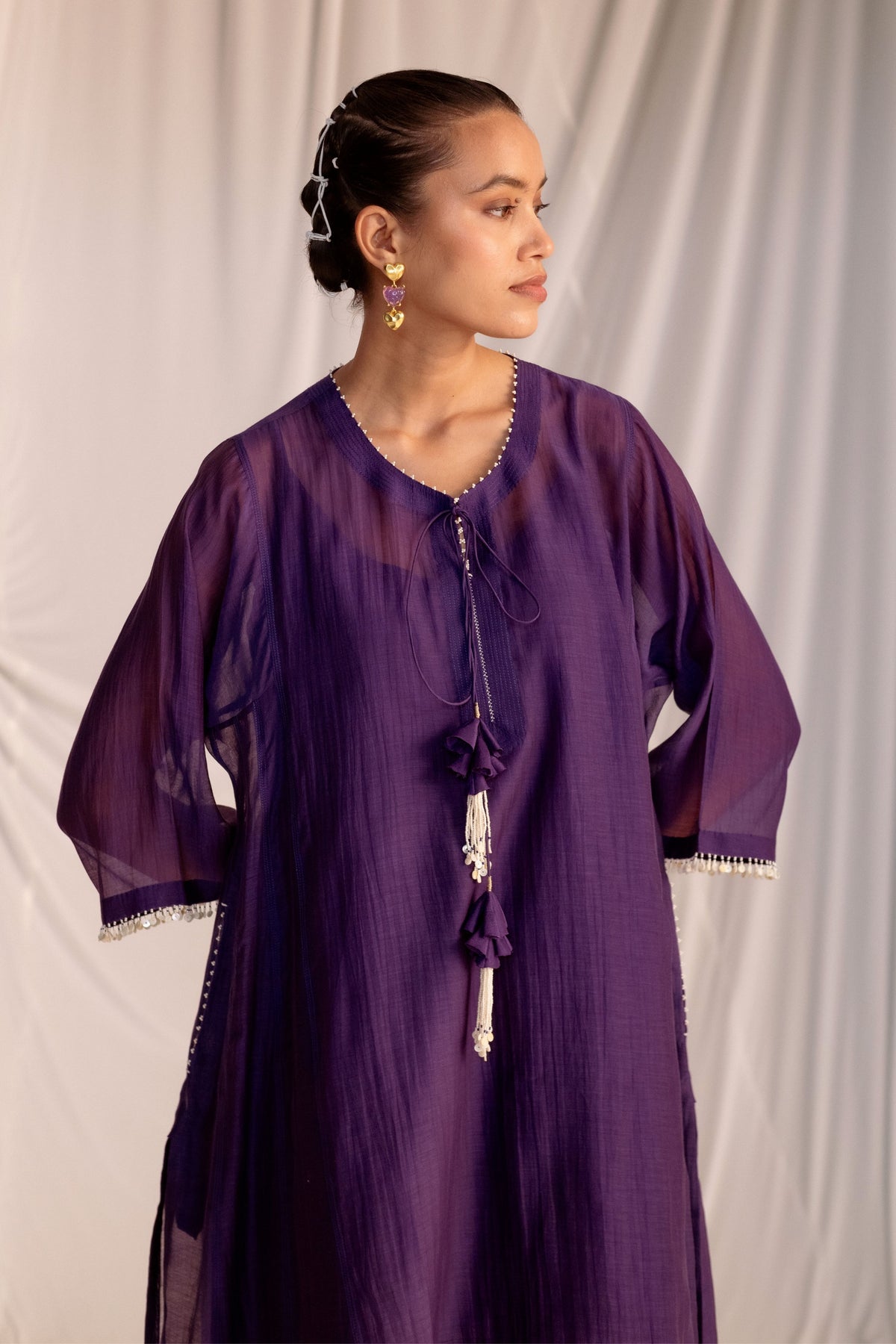 Grape Embroidered Tunic Set