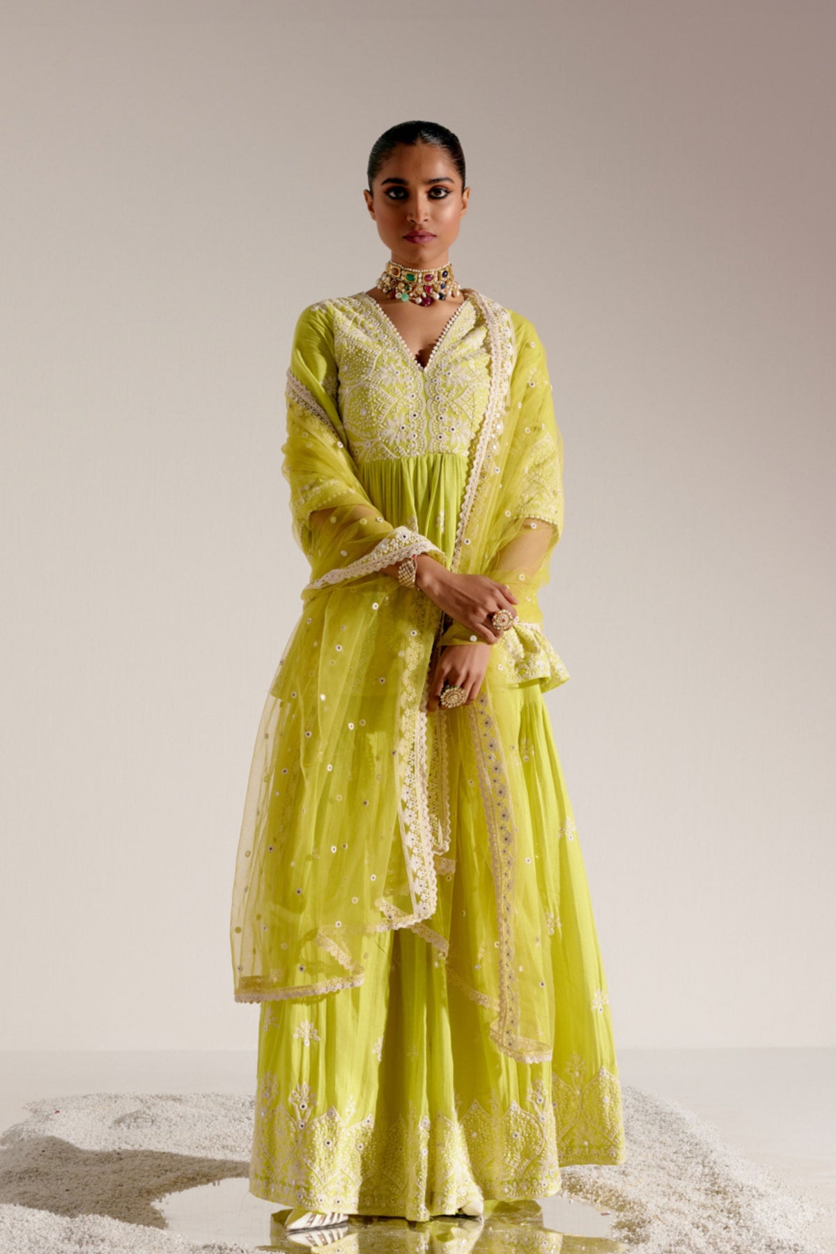 Neon Green Sharara Set