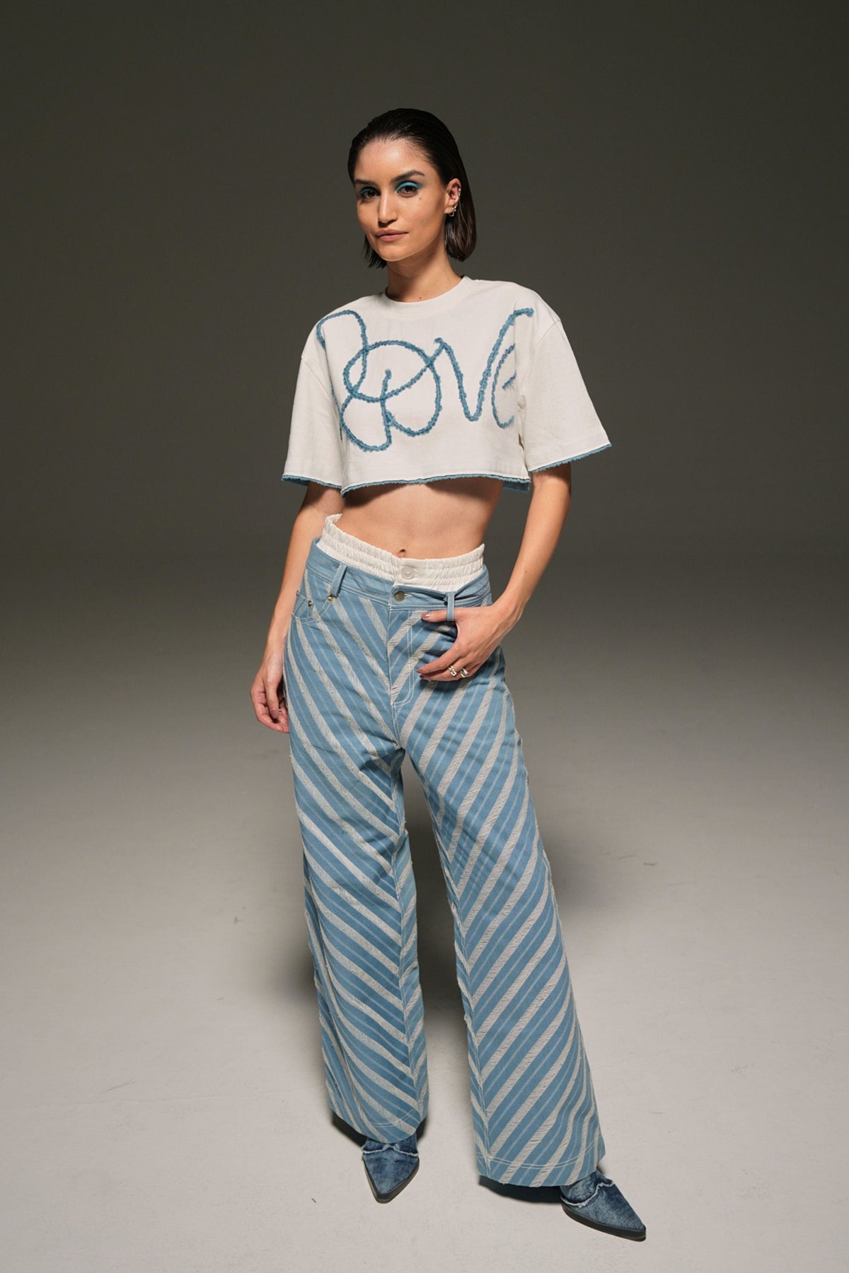 Love&quot; Embroidered Crop T-shirt