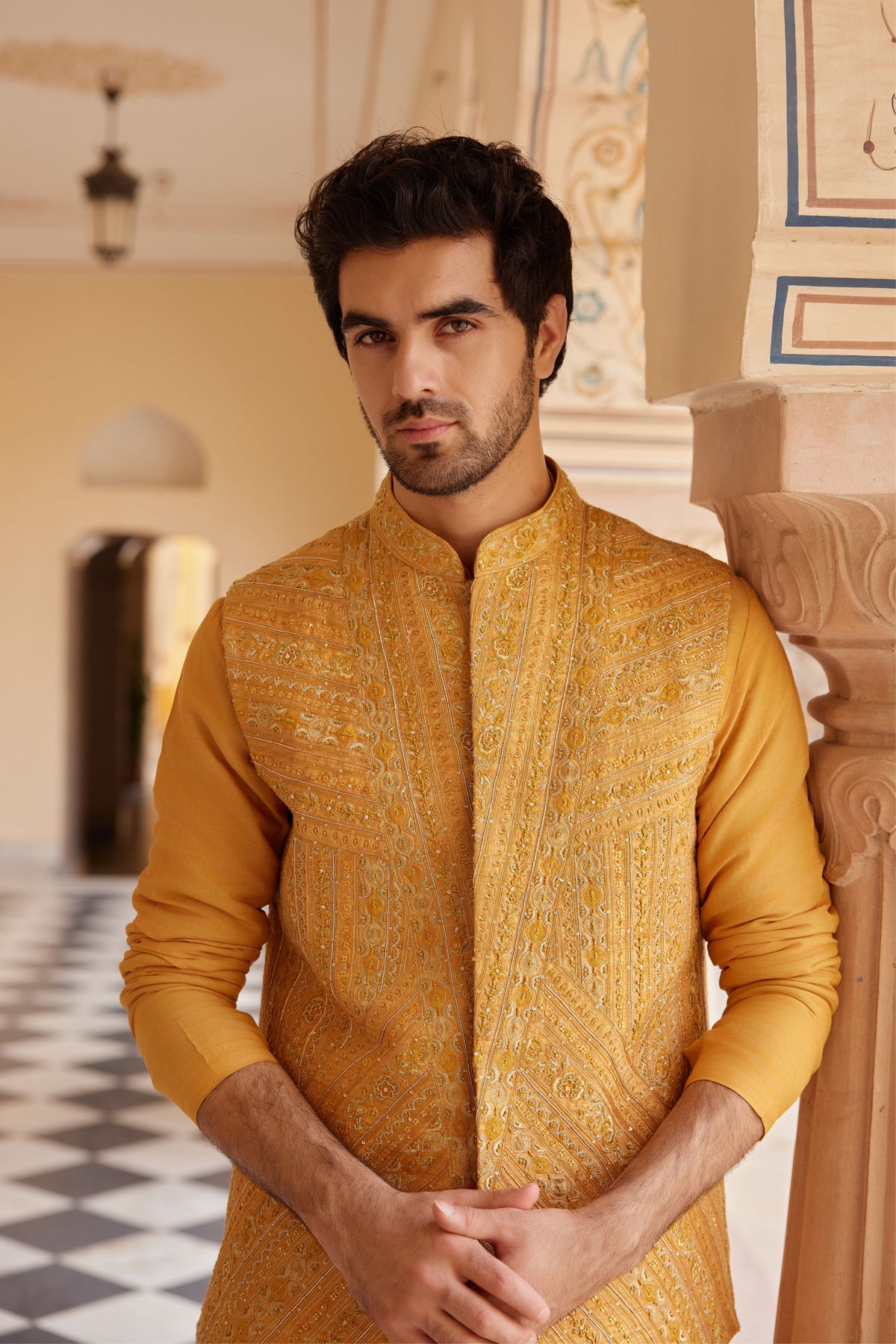 Orange Peel Nehru Jacket Set