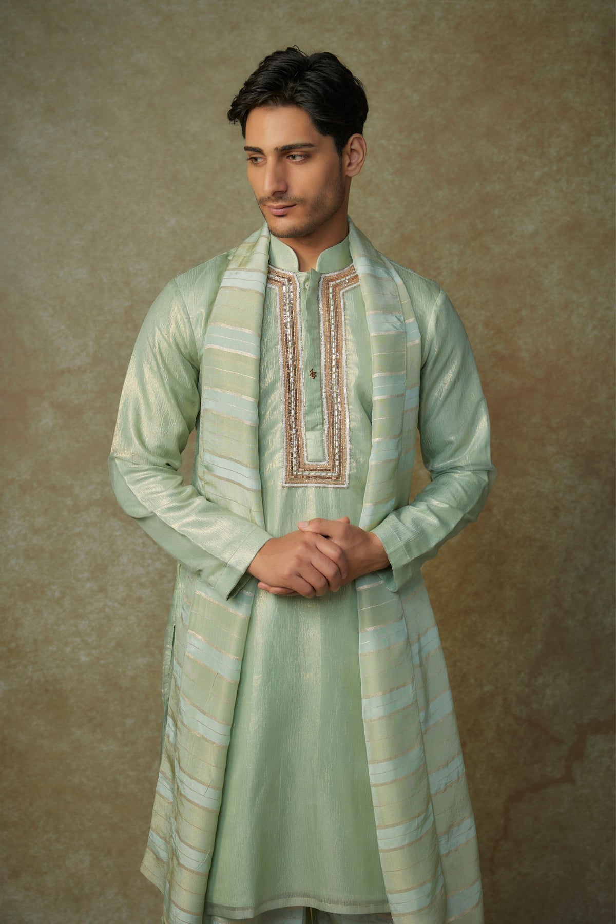 Sage Green Embroidered Kurta Set