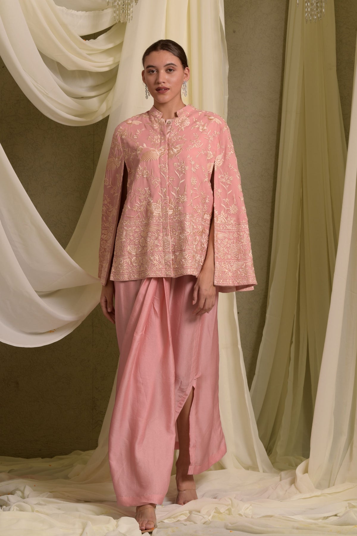 Pink Reyna Gara Glazed Jacket Set